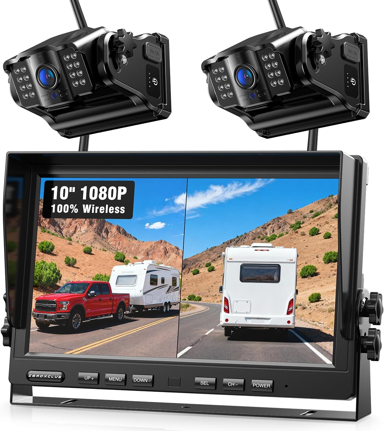 Detalle de 2 magnetische Rückfahrkamera Kabellos mit 10 Zoll IP69K Monitor – 1080P, 9600 mAh Akku, 1-Min Einrichtung