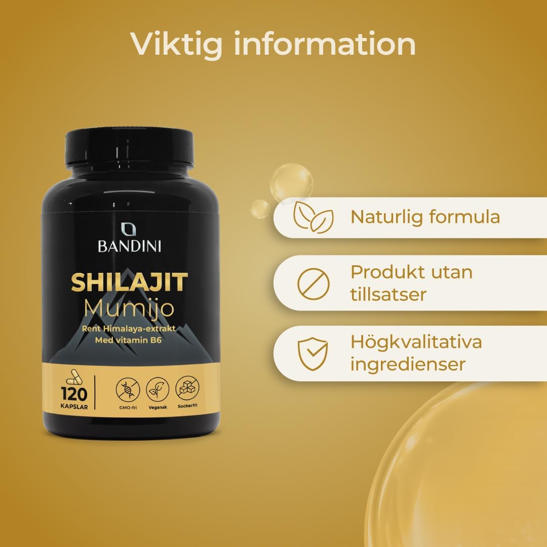 Thumbnail 5 de BANDINI Shilajit 120 veganska kapslar med 500 mg per kapsel