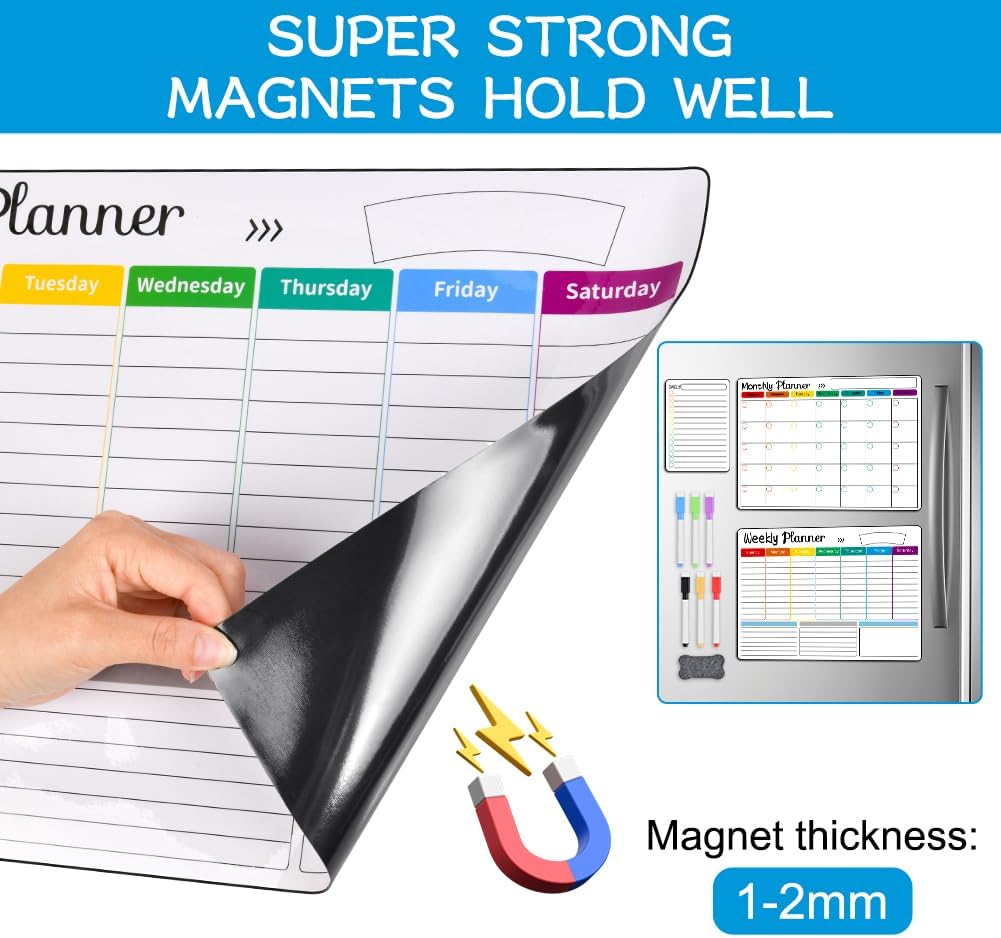 Detalle 2 de OFFCUP magnetische koelkastplanner, A3 maand-, week- en dagplanner
