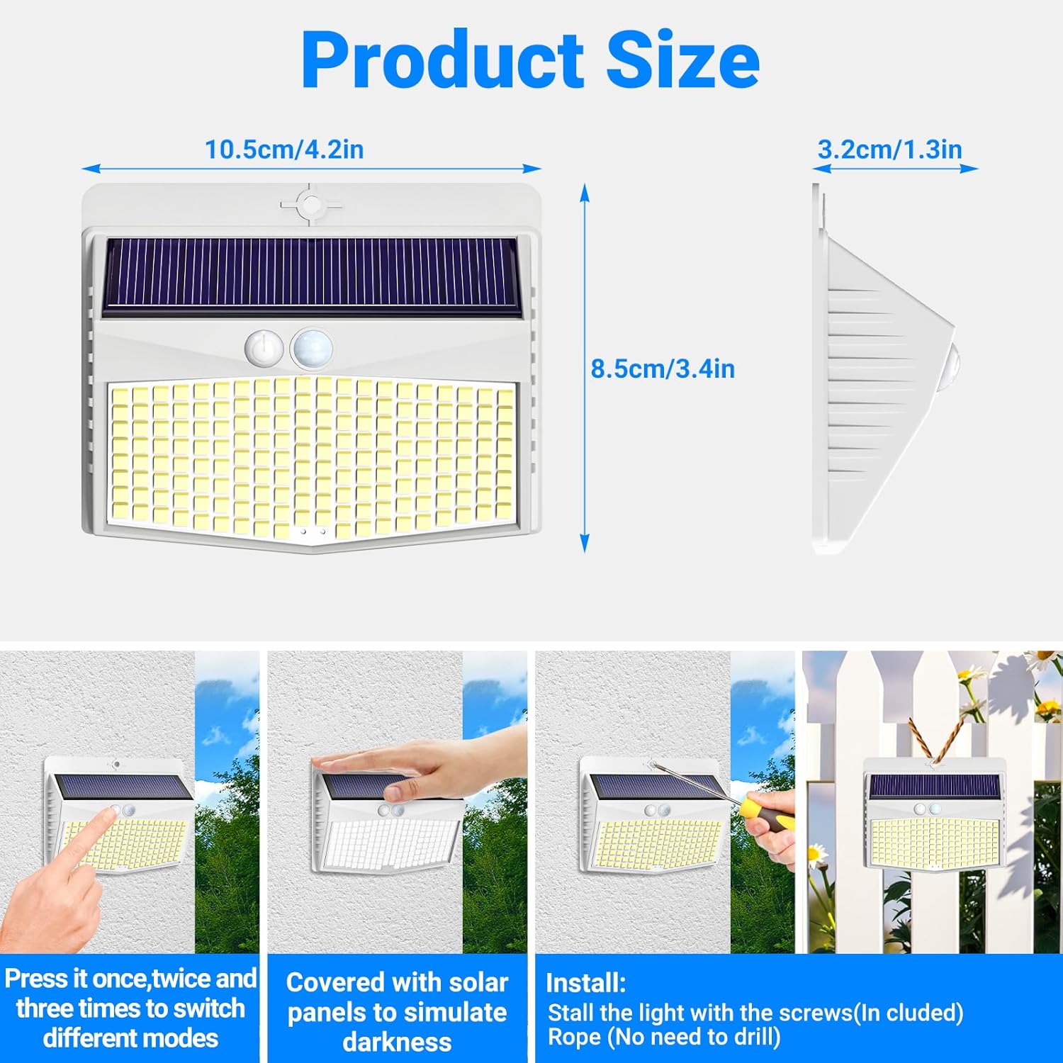Thumbnail 4 de Peasur Solarlampen 168 LED 180° für außen