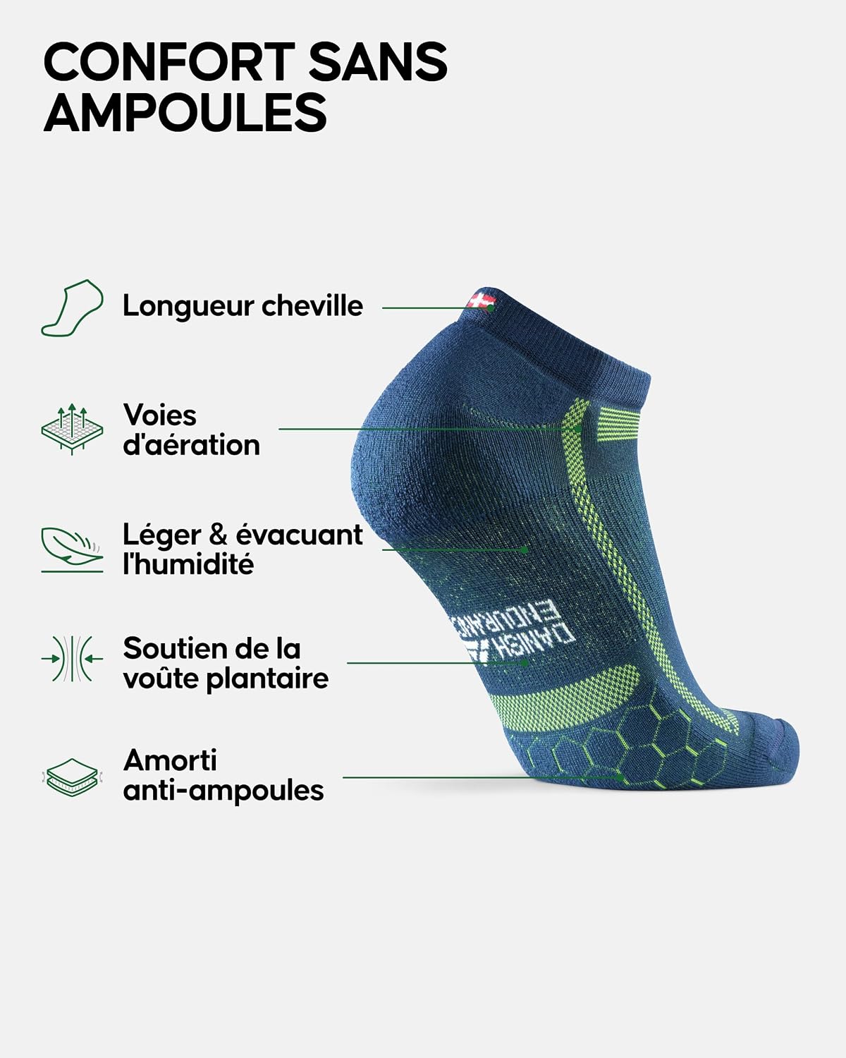 Thumbnail 1 de DANISH ENDURANCE Chaussettes courtes Running longue distance