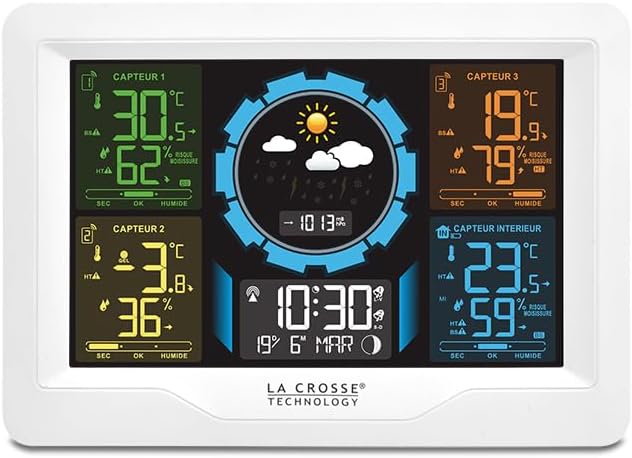 Thumbnail 1 de La Crosse Technology WS6304 station météo colorée avec 3 capteurs (blanc)