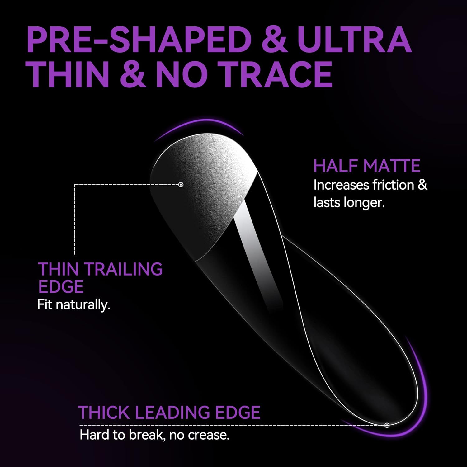 Detalle de Gelike ec Extra kurze Mandel-Nagelspitzen (552 Stück) – Soft Gel Full Cover Tips für Gel- & Press-on Nägel