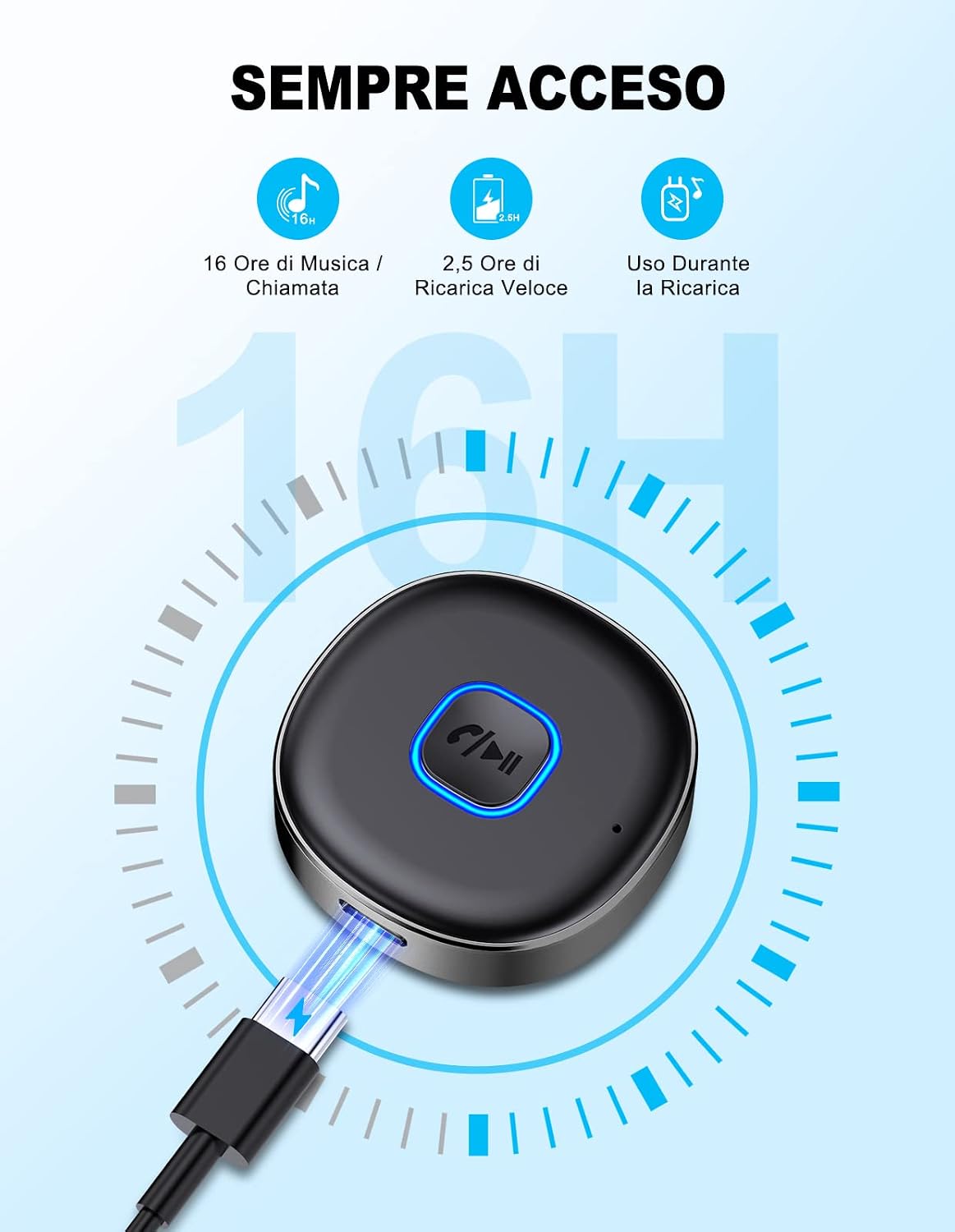 Thumbnail 4 de Mohard Ricevitore Bluetooth 5.3 per jack 3,5 mm, 16 ore di riproduzione