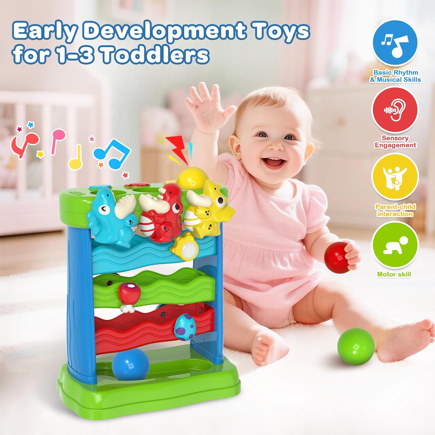 Thumbnail 3 de Toys for Toddlers Musical Montessori Feeding Toy (Dinosaur) for Ages 12–18 Months