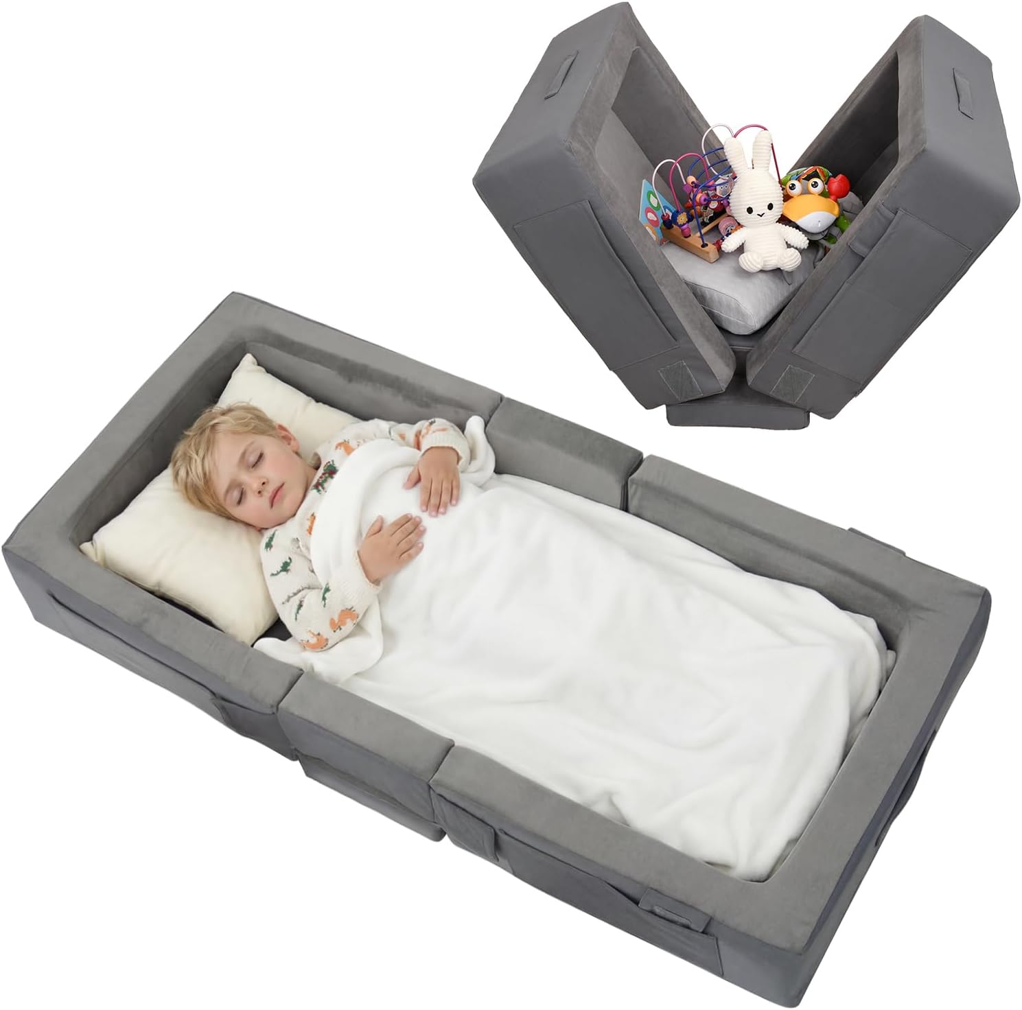 Detalle de ENITYA BED-2 Portable Toddler Travel Bed with Foam Safety Rails