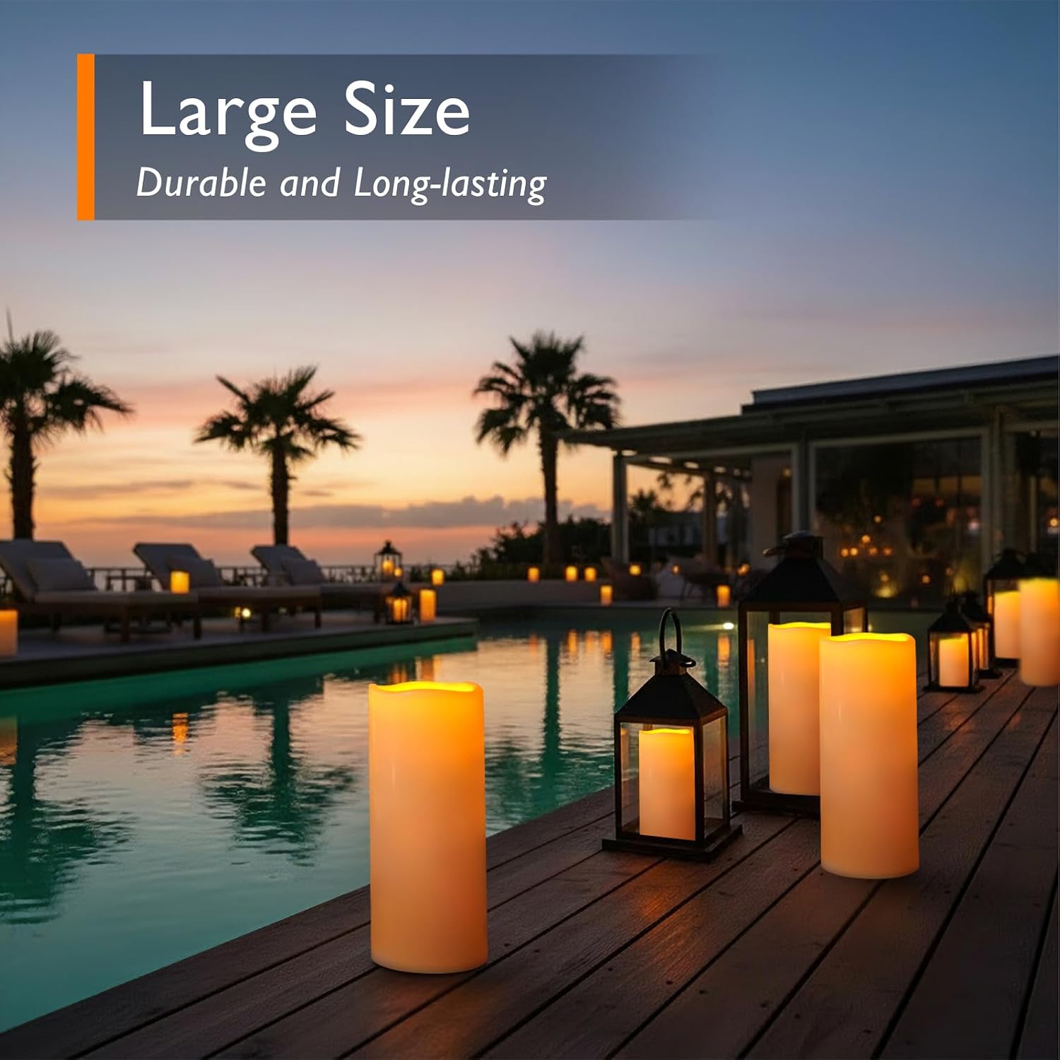 Detalle 2 de Homemory HPILLAR Outdoor Flameless Candles, 12-Inch LED Pillars with Remote