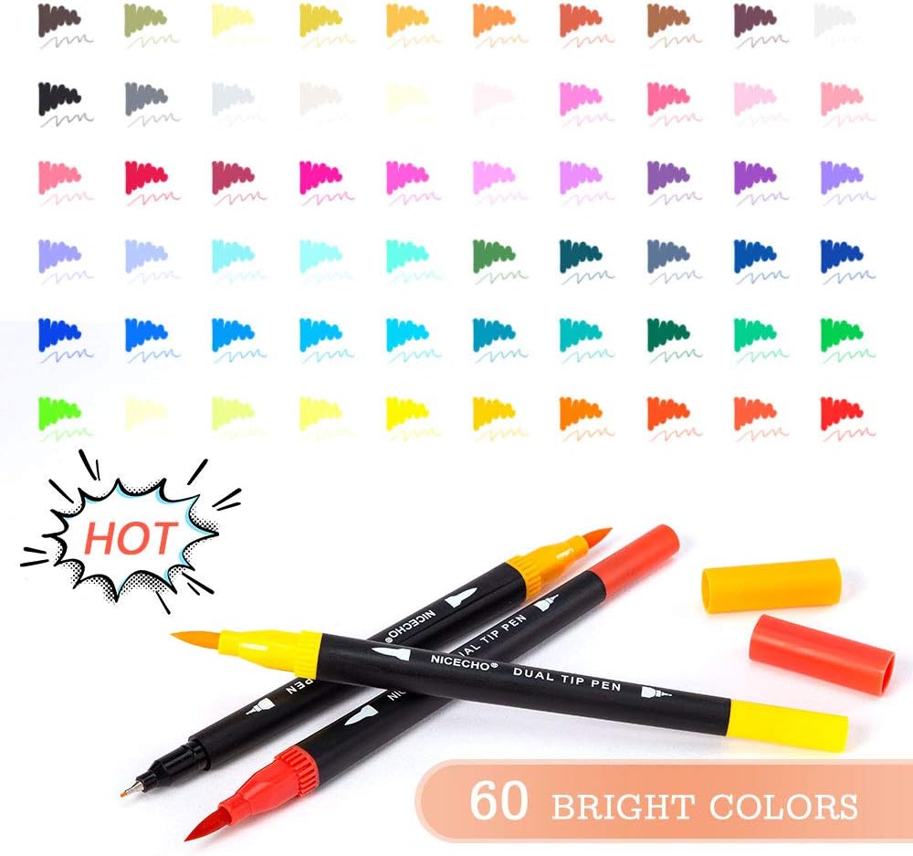 Thumbnail 6 de Nicecho Dual-Tip Art Markers, 60 Colors