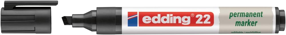 Detalle de edding 22 Ecoline permanent märkpenna, svart, mejselspets 1–5 mm