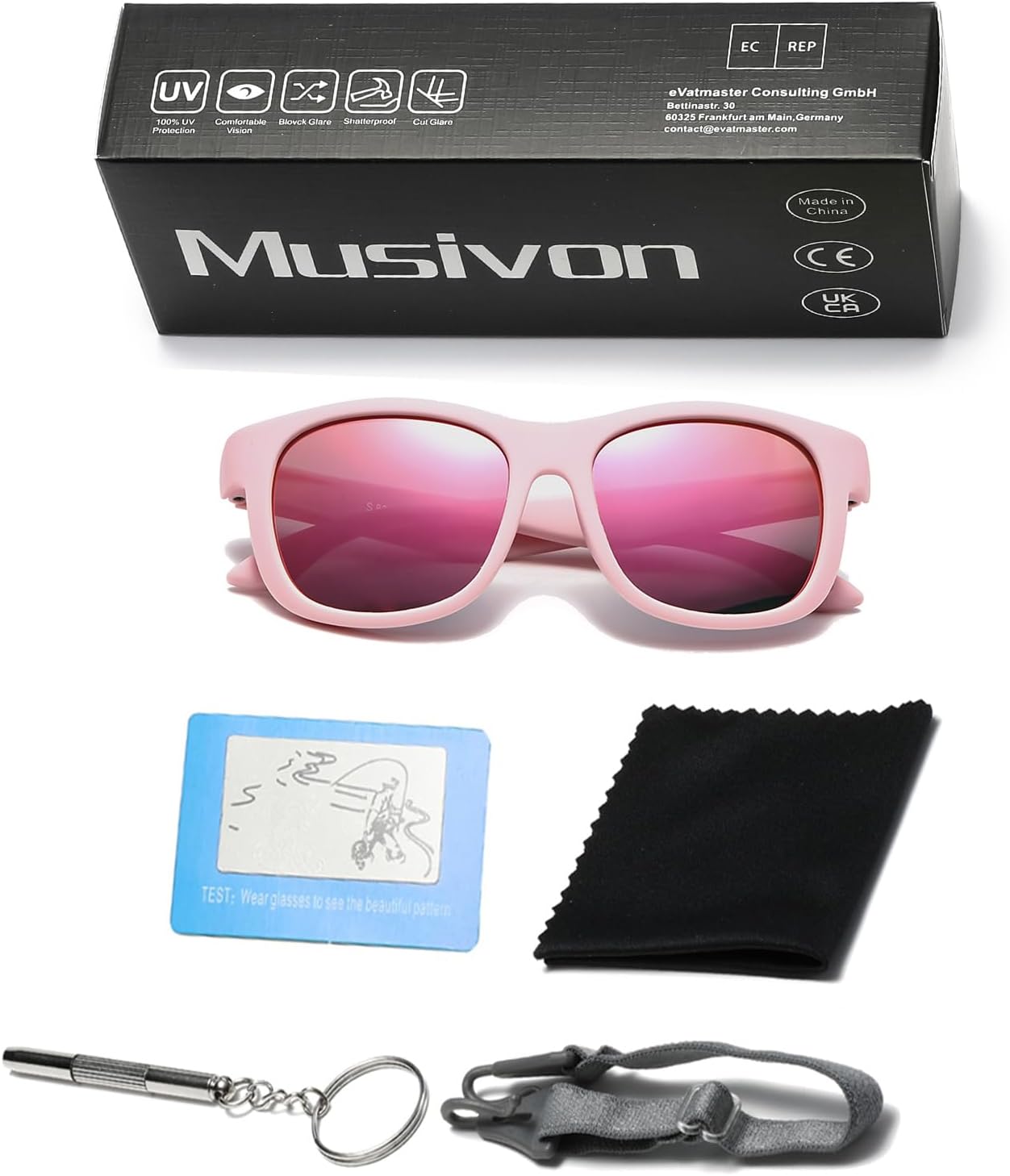 Detalle de Musivon Baby Sonnenbrille 6 Monate – 2,5 Jahre | Polarisierte Brille für Jungen und Mädchen mit flexiblem Rahmen