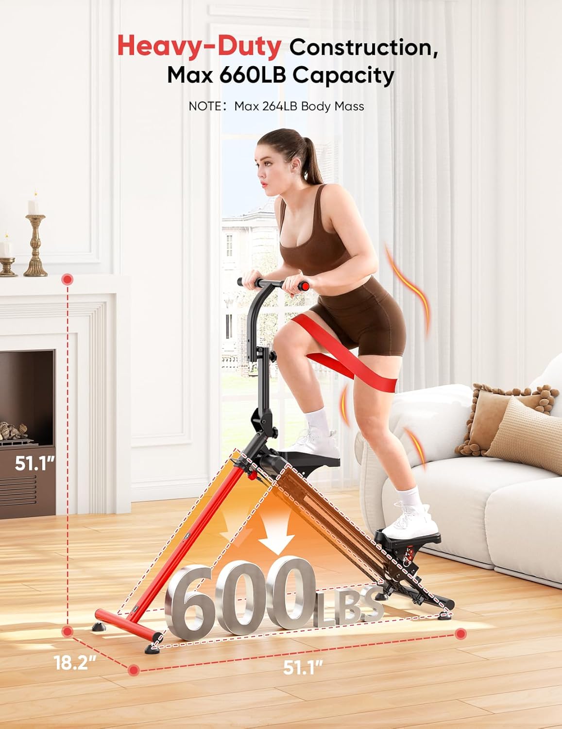 Thumbnail 6 de YOLEO Stepper d’escalier pliable pour la maison (3 modes, guidon et pédales réglables) – capacité 300 kg