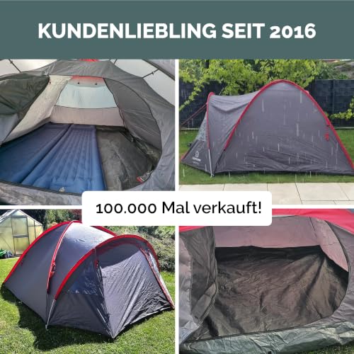 Thumbnail 7 de JUSTCAMP Scott Camping Zelt 4 Personen – Großes Kuppelzelt mit Schlafkabine, Vorraum und Moskitonetz