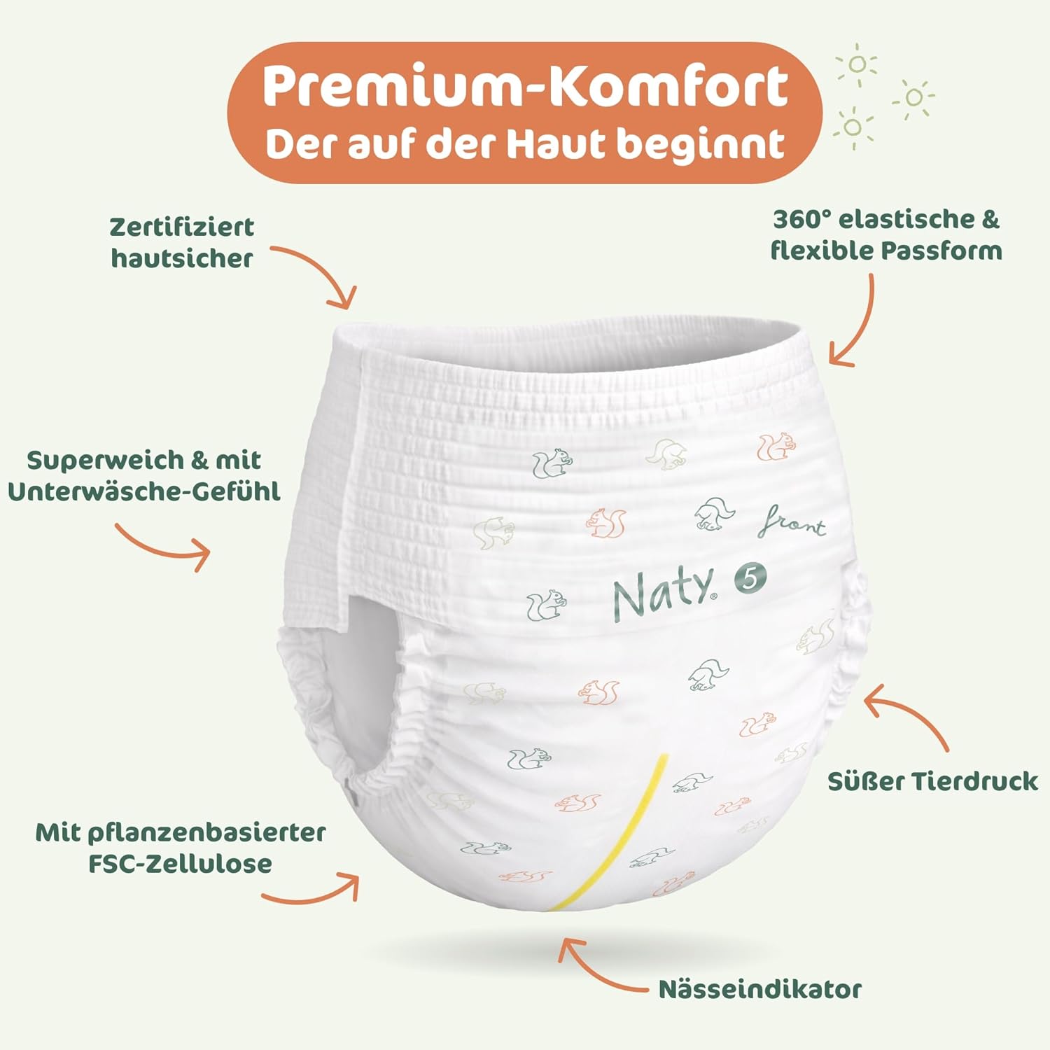 Thumbnail 6 de Naty FreeMovers Baby Pants Windeln Größe 5 (12–18 kg), 80 Stück – hautverträglich, saugstark & auslaufsicher
