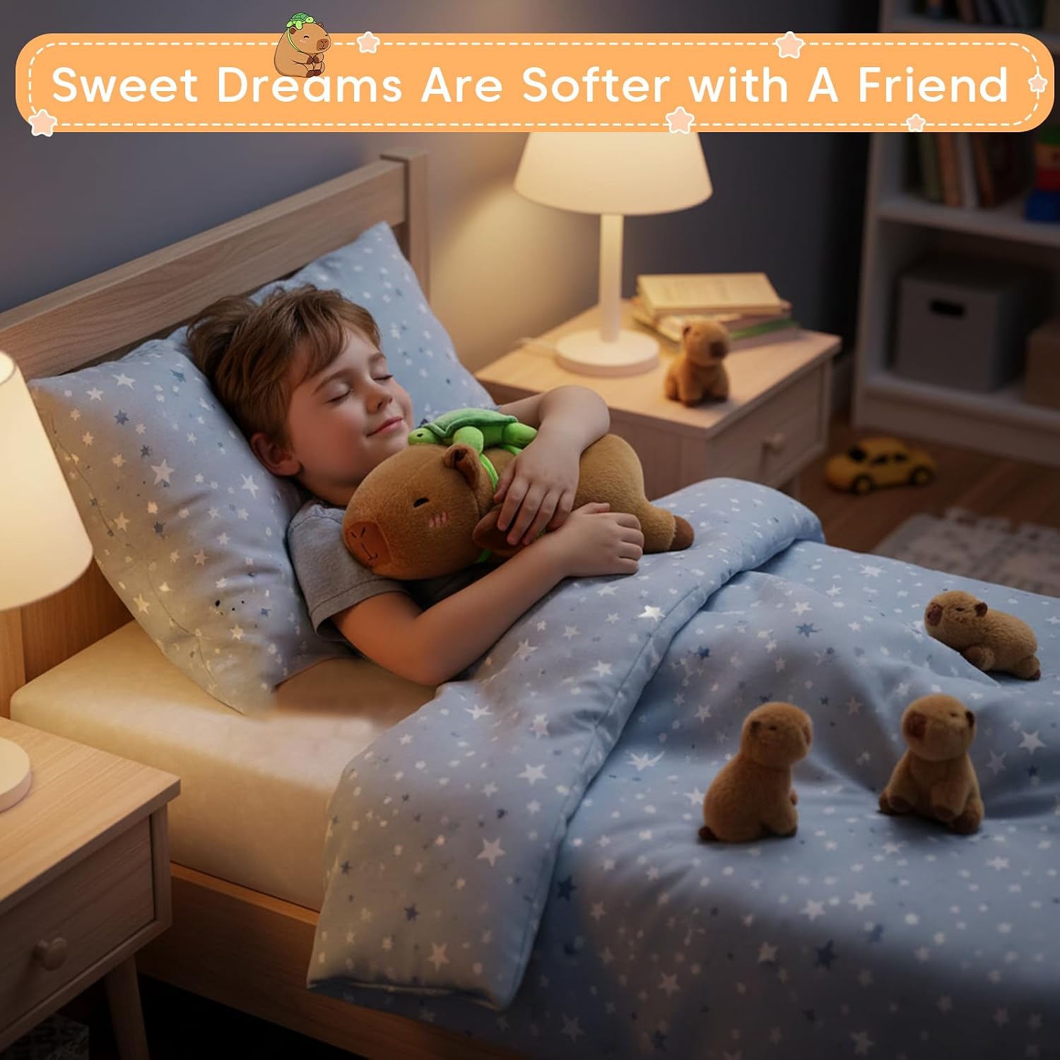 Thumbnail 6 de SQEQE Capybara Plush with Babies: 5-in-1 Family Hug with Turtle Backpack