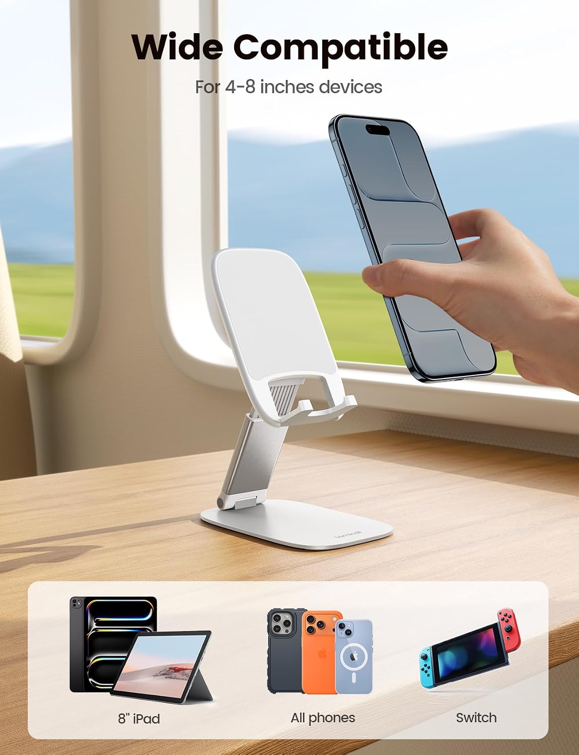 Detalle 2 de Lamicall Foldable Cell Phone Stand, White