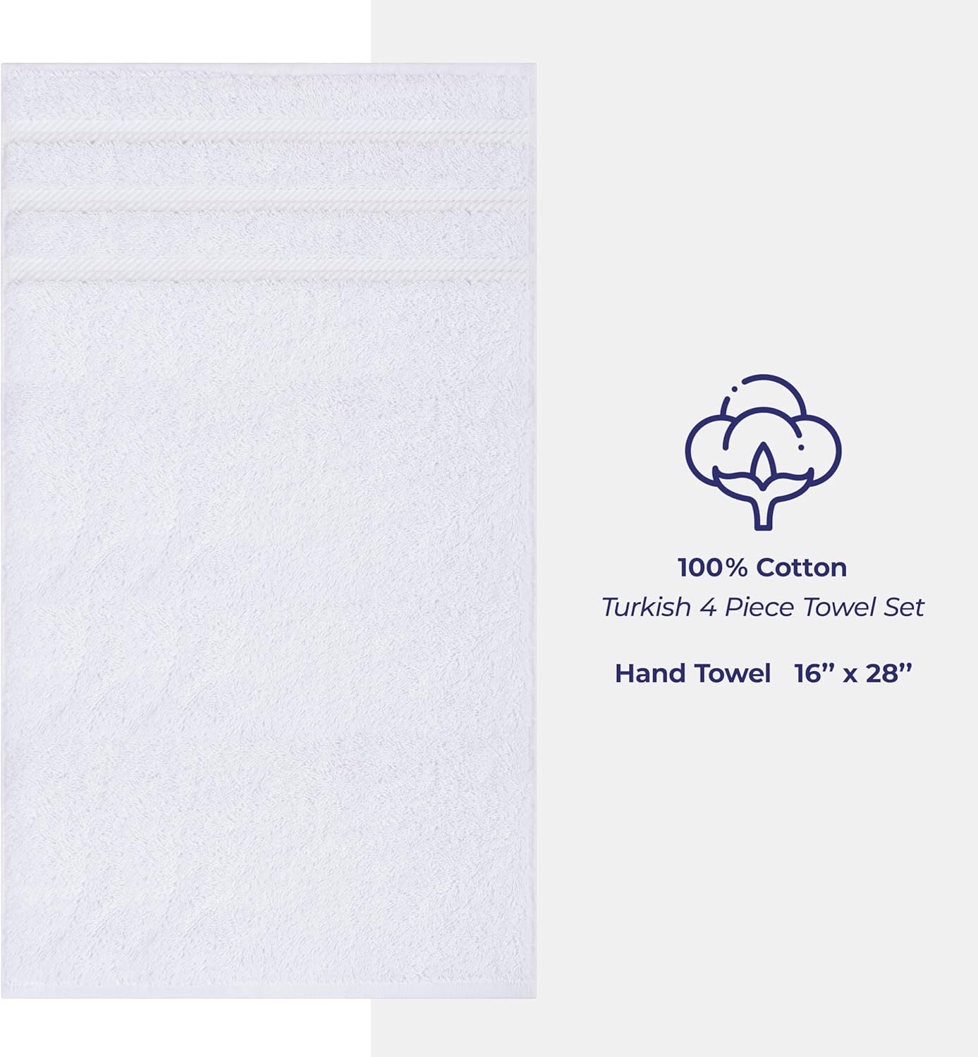 Thumbnail 3 de American Soft Linen 4-Piece Turkish Cotton Hand Towel Set (100% Turkish Cotton, 600 GSM)
