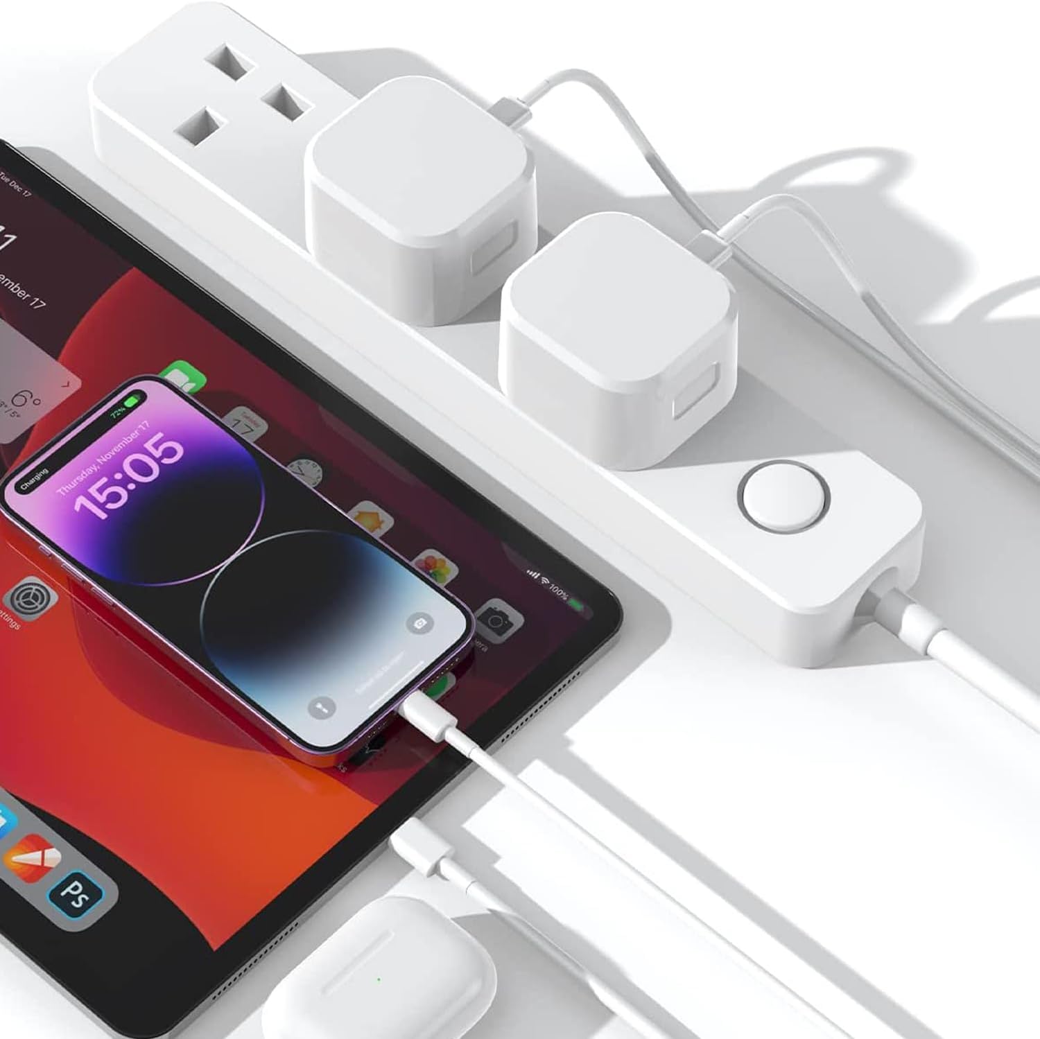 Thumbnail 5 de USB C Plug Fast Charger 40W Multi-Port UK Adapter (4-Port, 2x USB-C, 2x USB-A) for iPhone, iPad and More