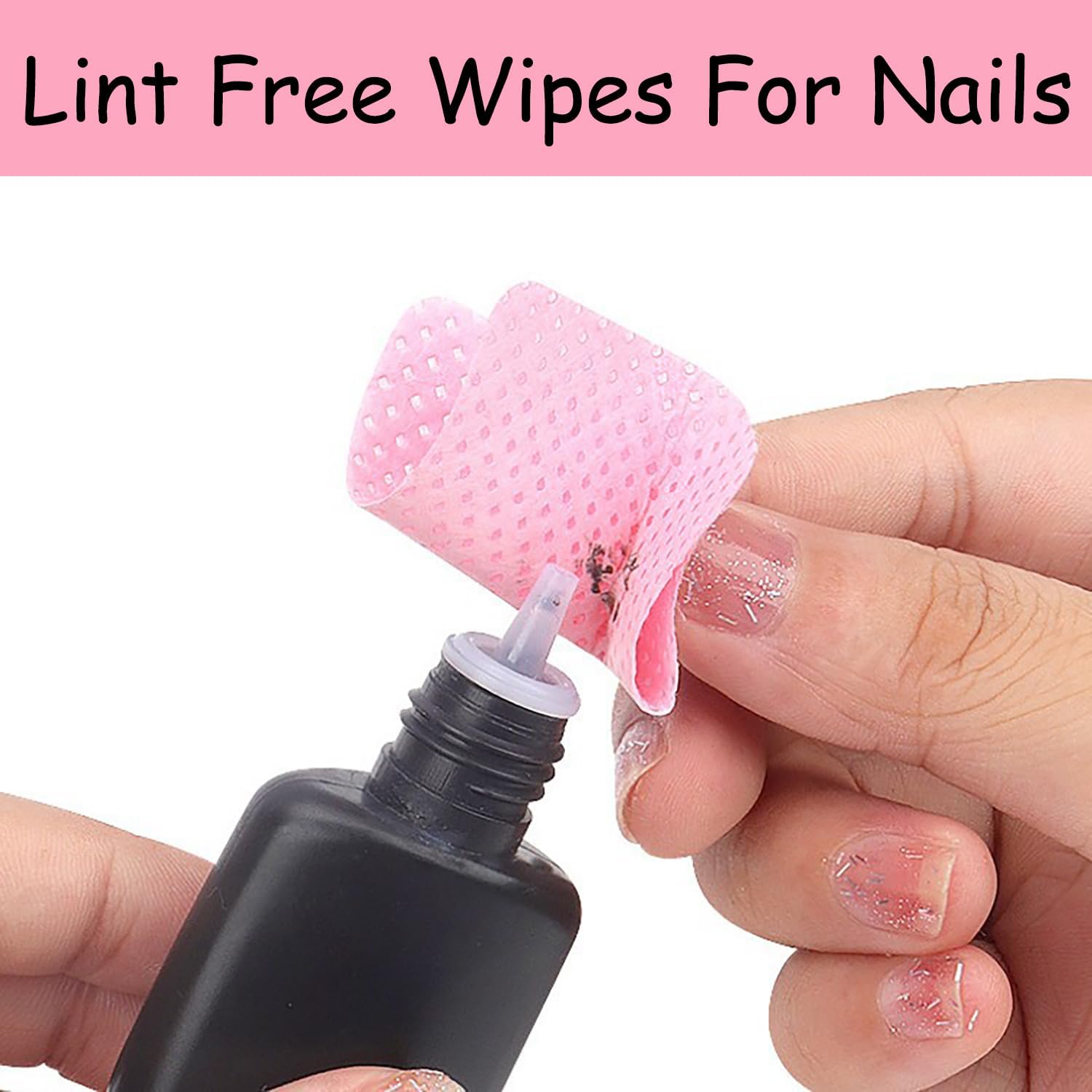 Detalle de xiluuyou 800 Pcs Lint Free Wipes for Nails – Pink