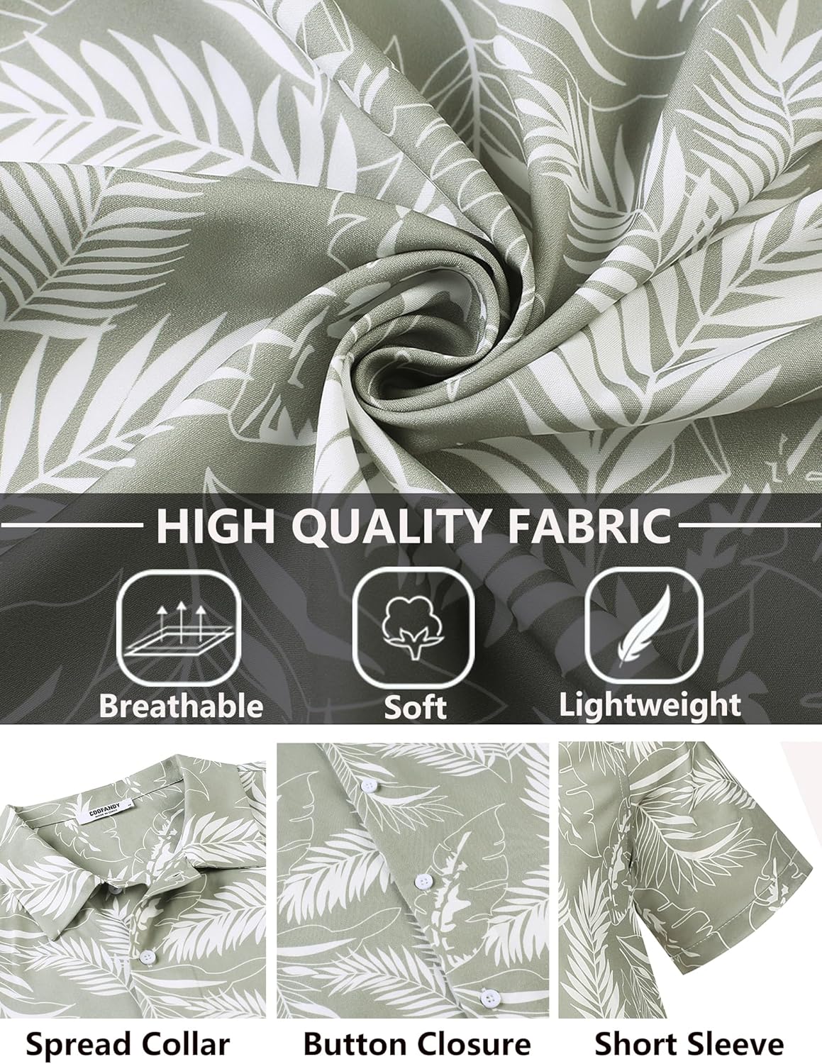Thumbnail 4 de Chemise hawaïenne homme COOFANDY à manches courtes, motif tropical floral