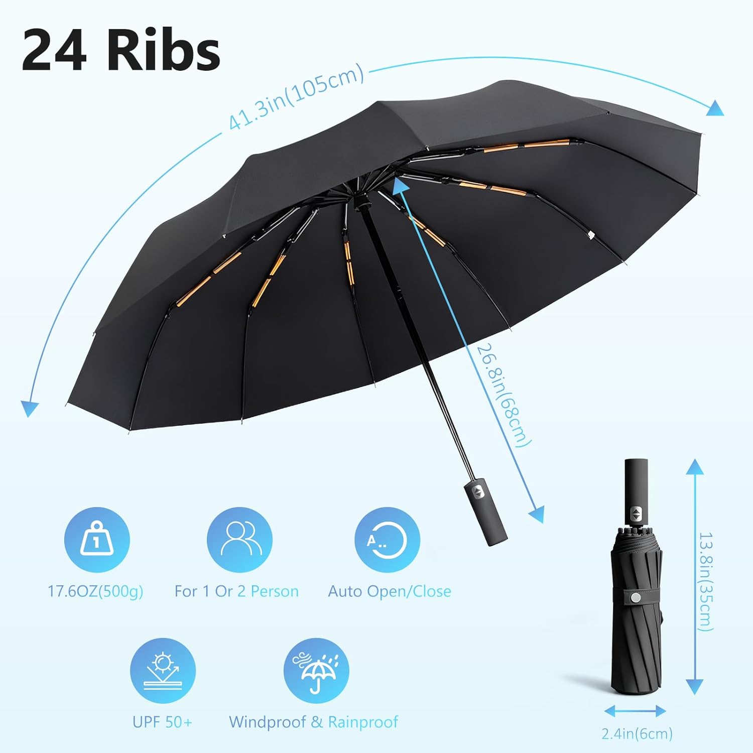Thumbnail 6 de Exquisgoods 24K Windproof Travel Umbrella 24 ribs