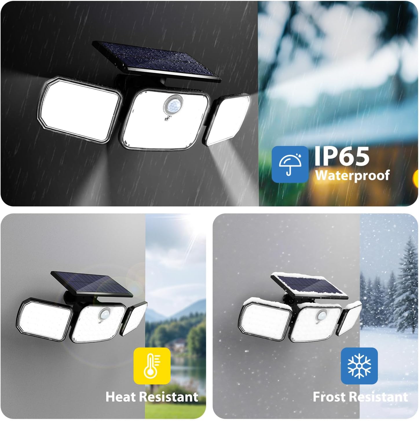 Thumbnail 5 de Peasur Solar Security Lights Outdoor Motion Sensor (2 Pack) with Remote, 3 Modes and IP65 Wall Mount, 3 Adjustable Heads