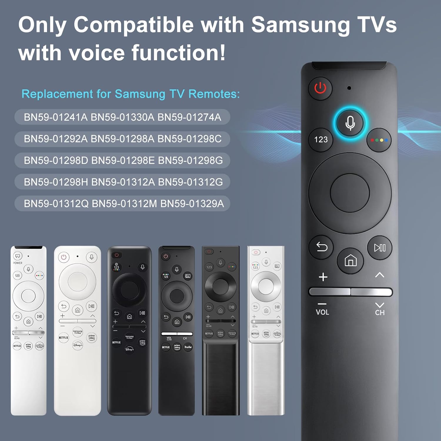 Detalle 2 de BN59-1266A Voice Replacement Remote for Samsung Smart TVs (Voice Function) — Pairing Included — 1-Year Warranty