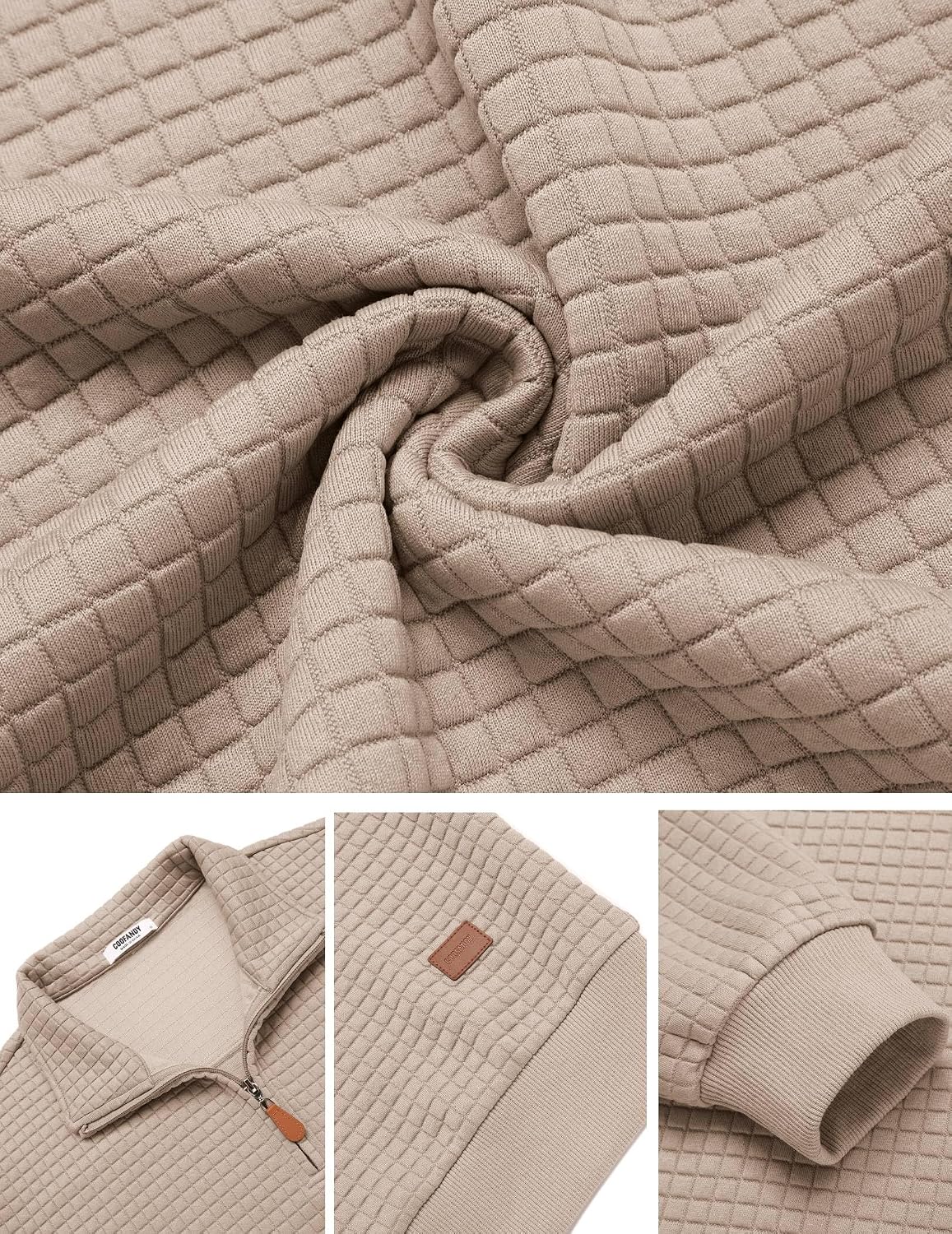 Thumbnail 6 de COOFANDY Men's Quarter-Zip Pullover, Quilted Fabric