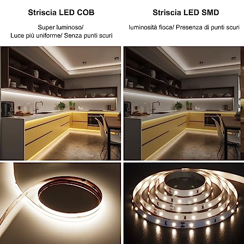 Detalle 2 de AXMOTUT Striscia LED COB 5 metri 24V 4000K con Alimentatore e Telecomando RF
