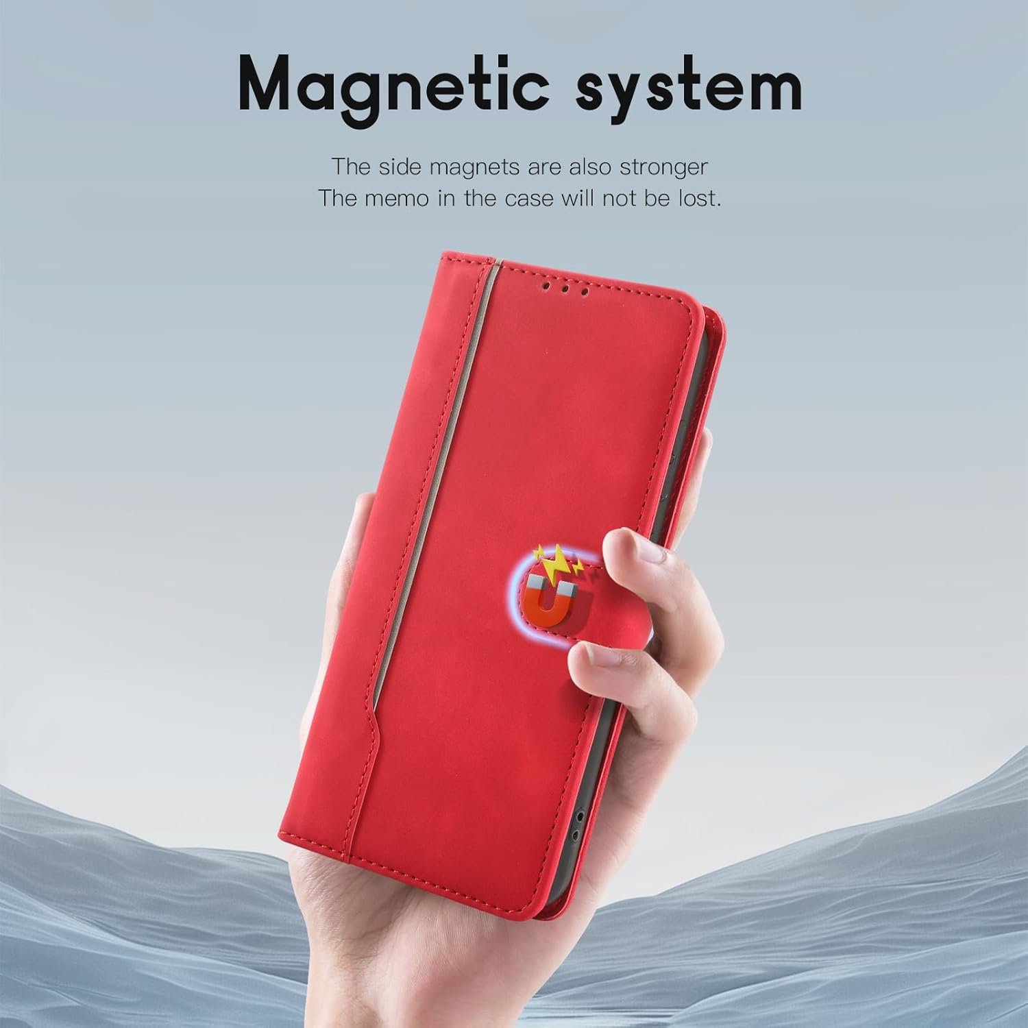 Thumbnail 3 de AsWant Handyhülle für Xiaomi Poco F8 Pro – klappbares Leder-Flipcase mit Kartenfächern, Magnet und Standfunktion (rot)