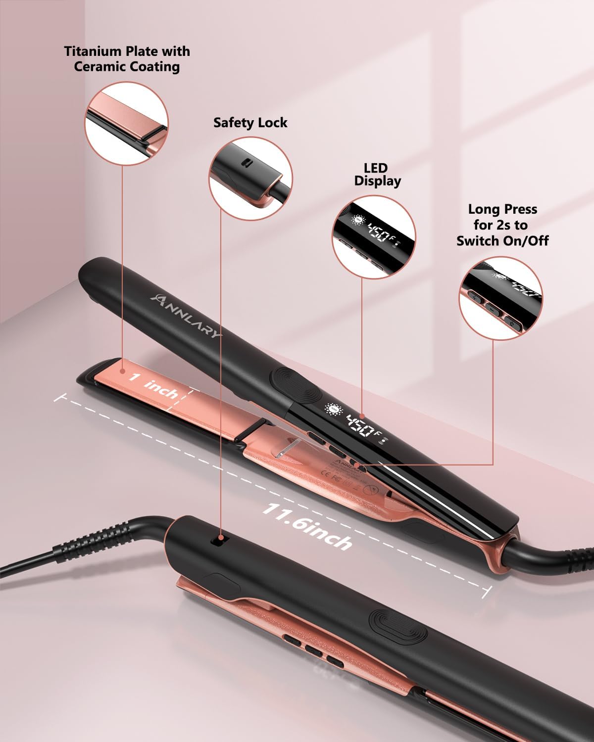 Thumbnail 5 de Annlary Hair Straightener 1 Inch 💇