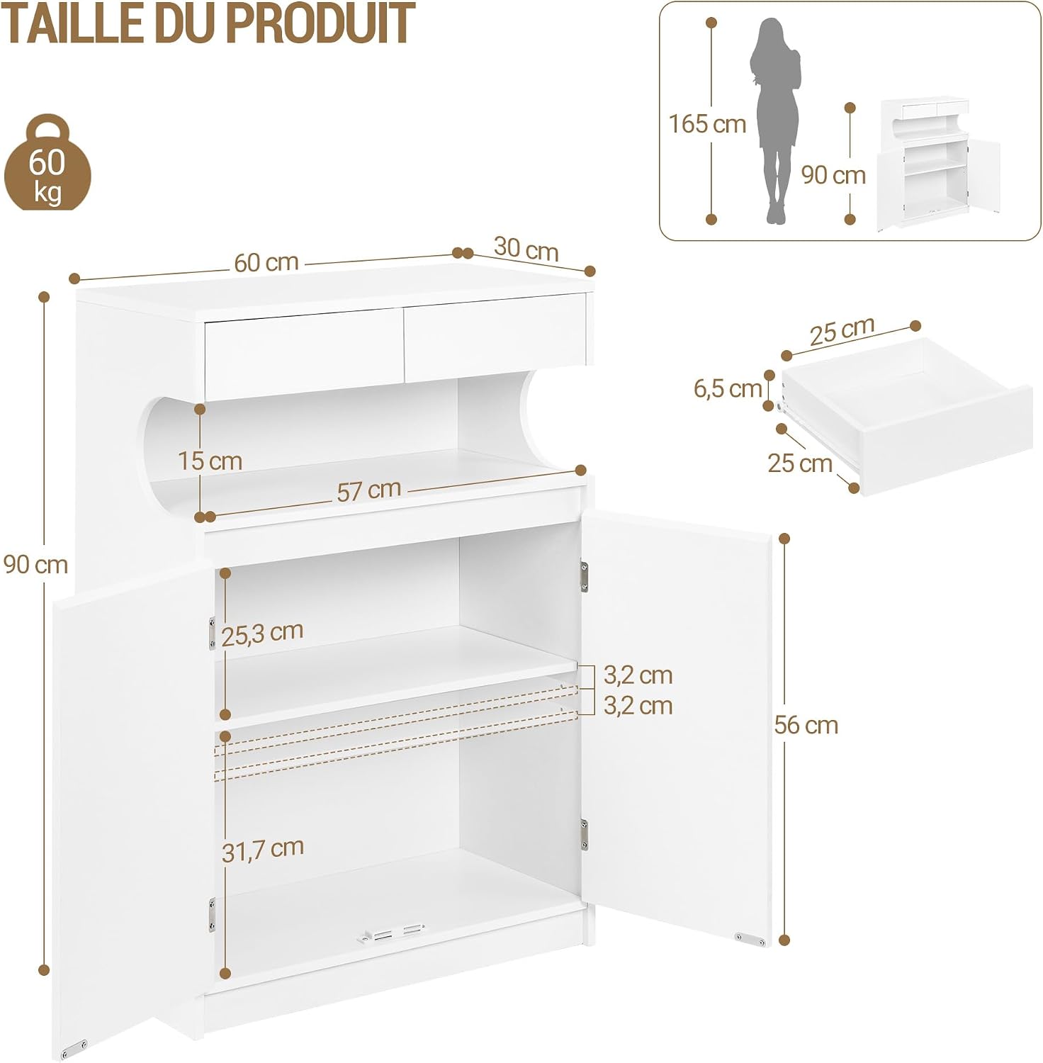 Thumbnail 2 de Hzuaneri Meuble de Salle de Bain SC63903X : rangement lisible et modulable