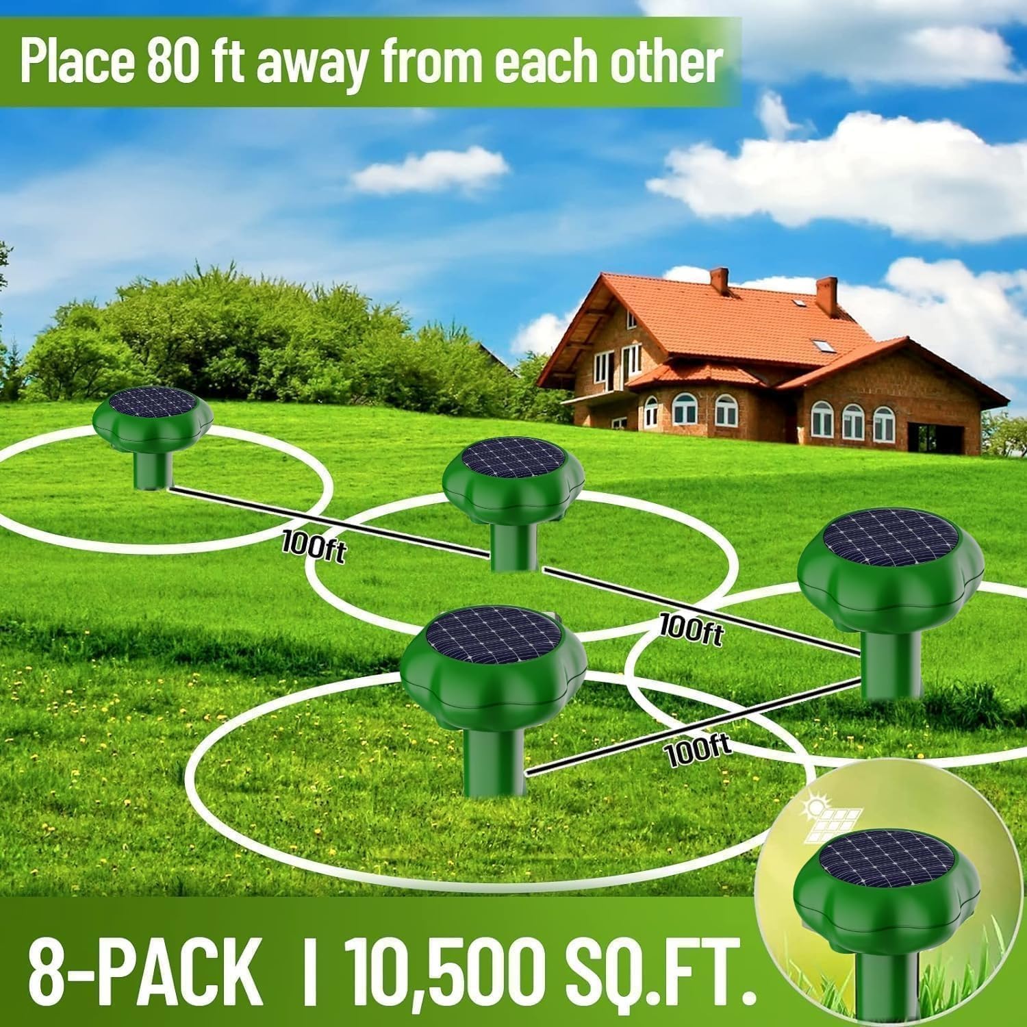 Detalle 2 de YOUKK Scaccia Ultrasuoni Solare: Repellente IP66 per giardino e fattoria