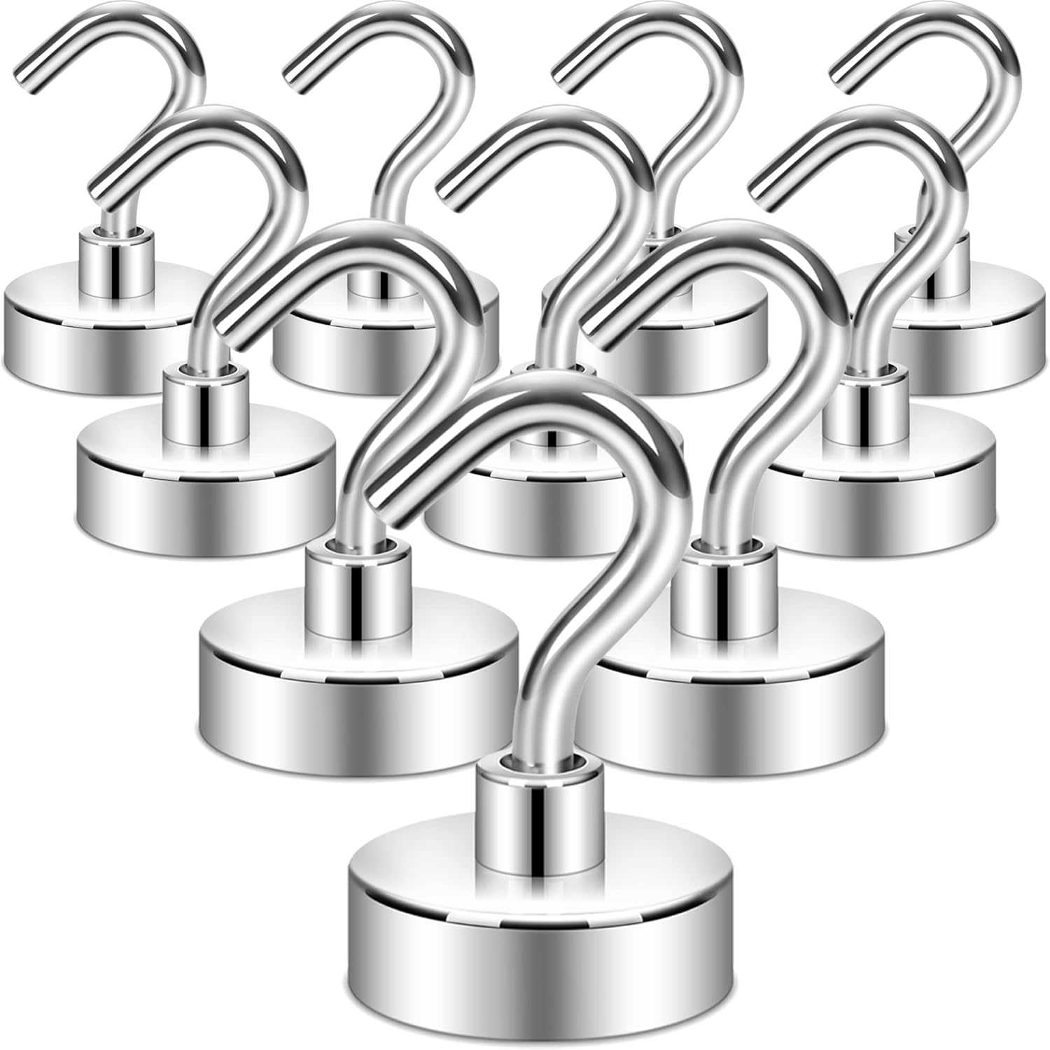 Neosmuk Magnetic Hooks (Pack of 10) – Heavy-Duty 20kg Magnetic Hangers for Fridge, Grills & Steel Surfaces