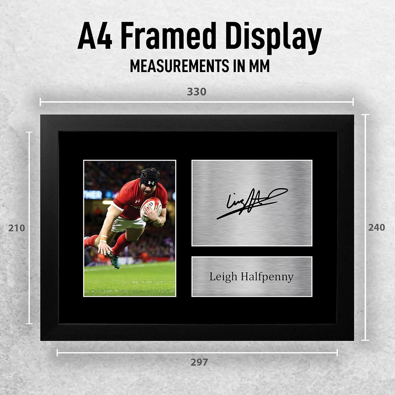 Thumbnail 1 de HWC Trading FR Leigh Halfpenny Wales A4 Framed Printed Autograph Photo for Rugby Union Fans
