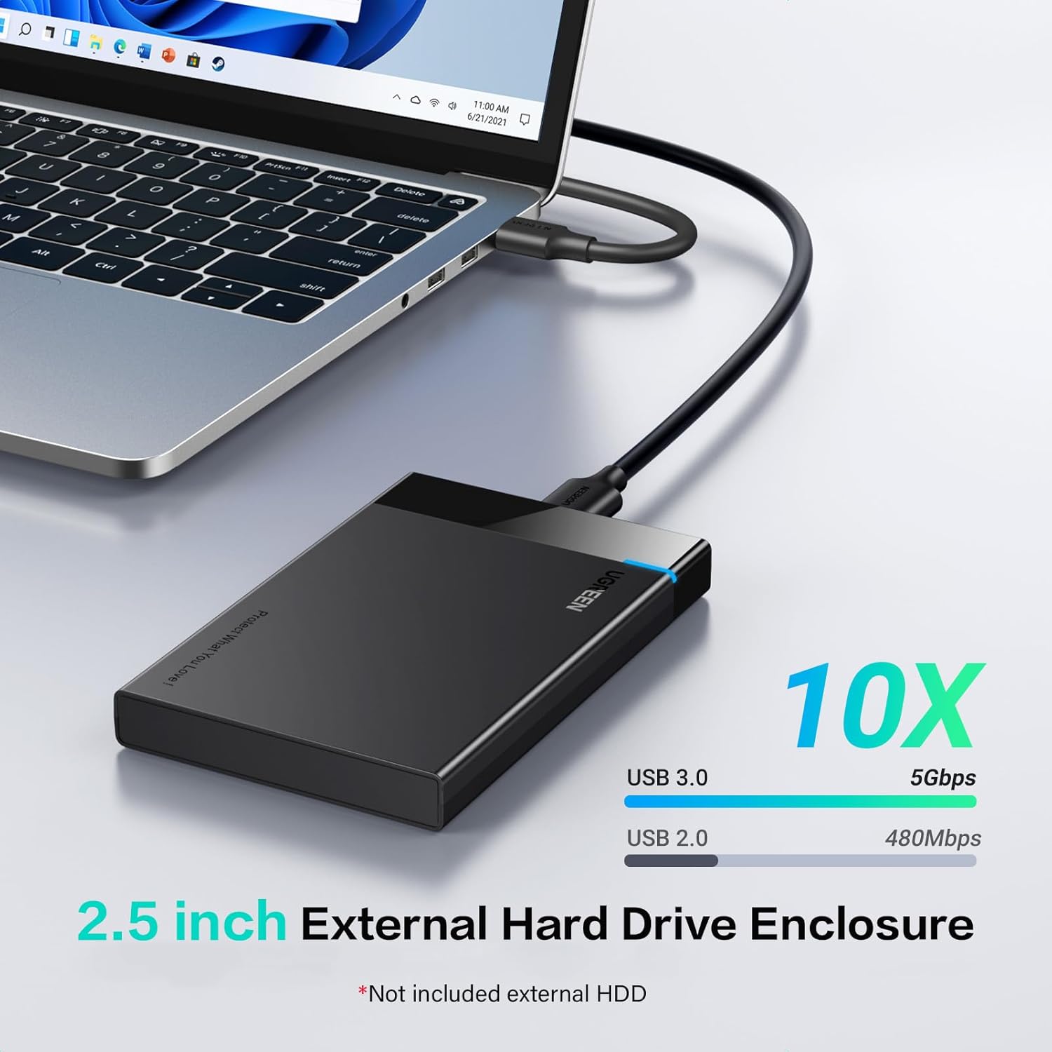 Detalle 2 de UGREEN 2.5 Inch Hard Drive Enclosure 5Gbps