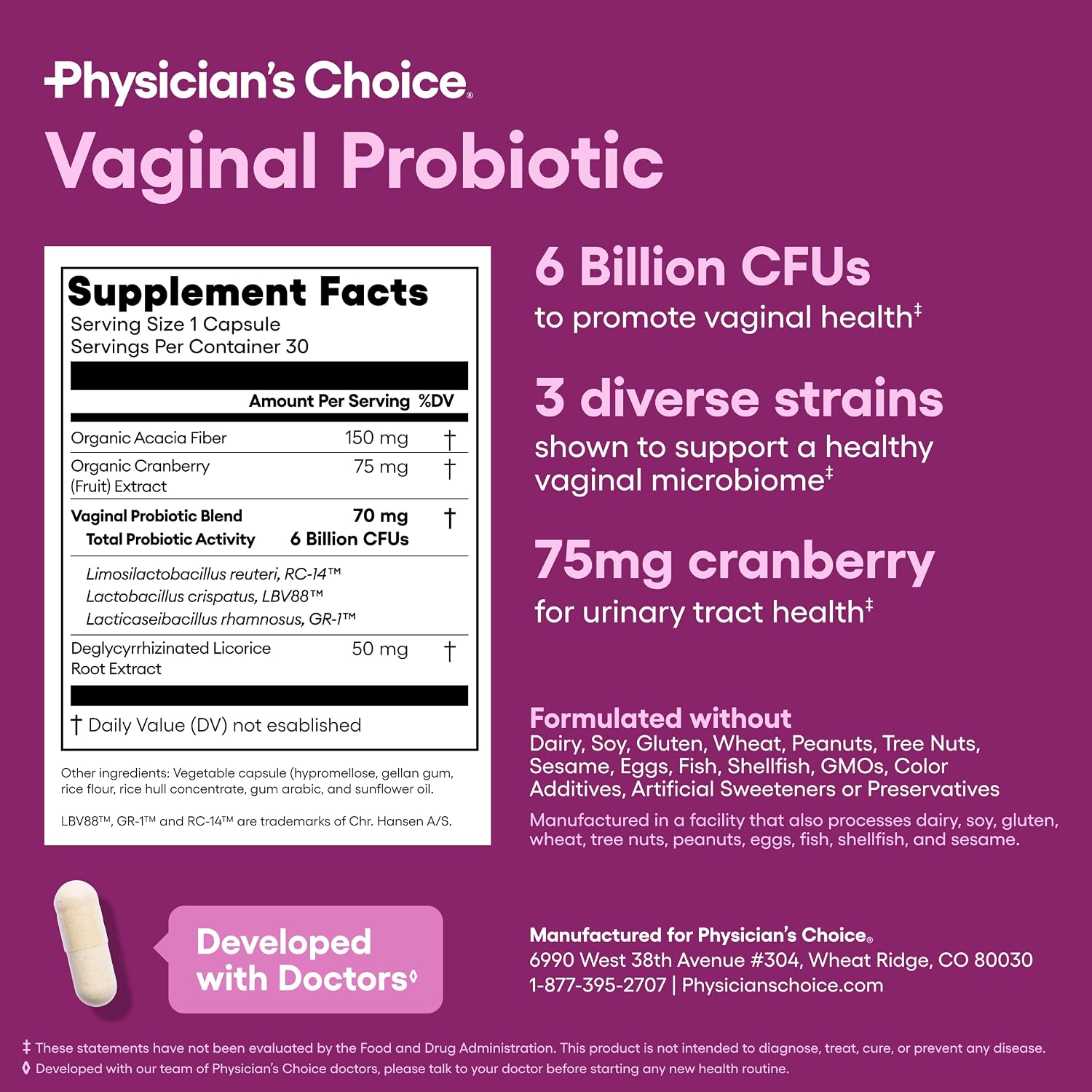 Detalle de Physician's Choice Vaginal Probiotic, 30 Count