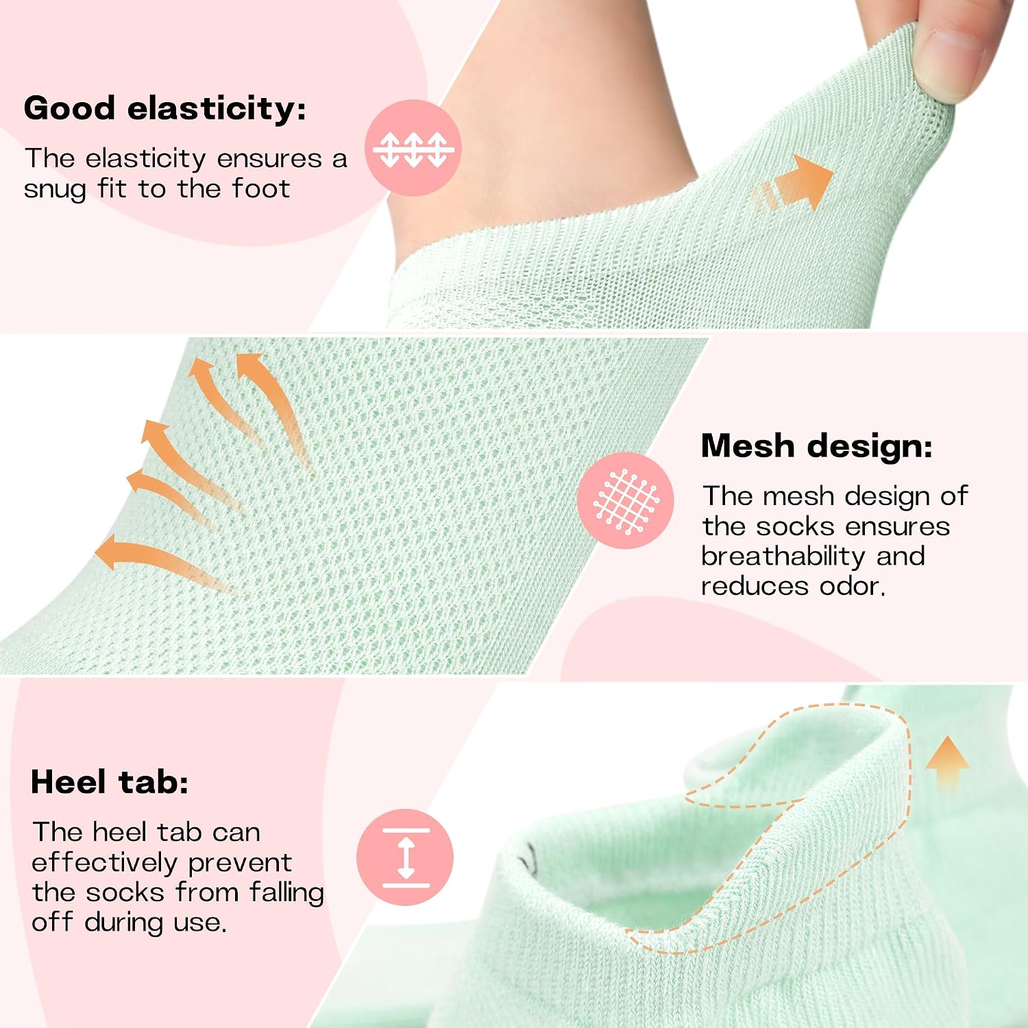 Detalle 2 de Muezna Pilates Grip Socks, 6-Pair Pack