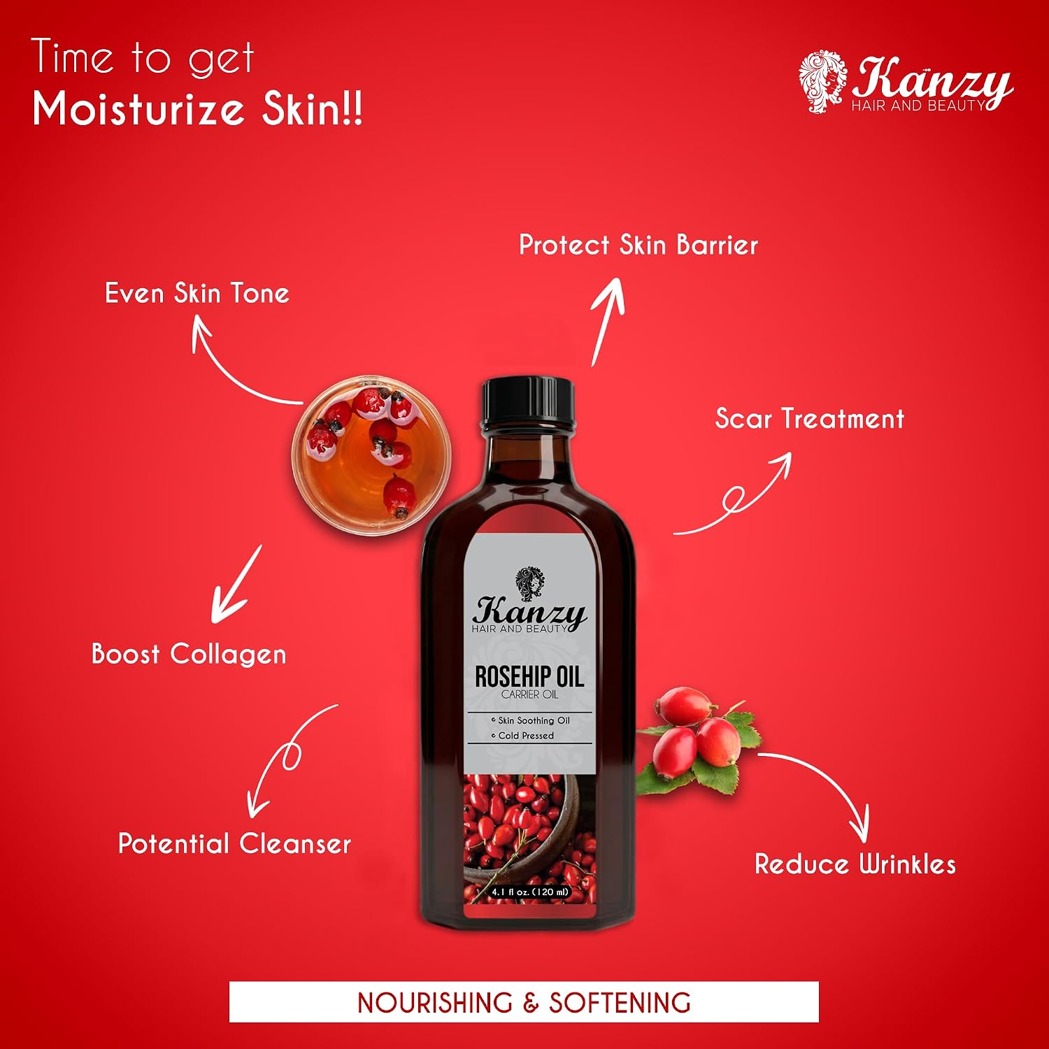 Detalle 2 de Kanzy Rosehip Oil 120ml for Face