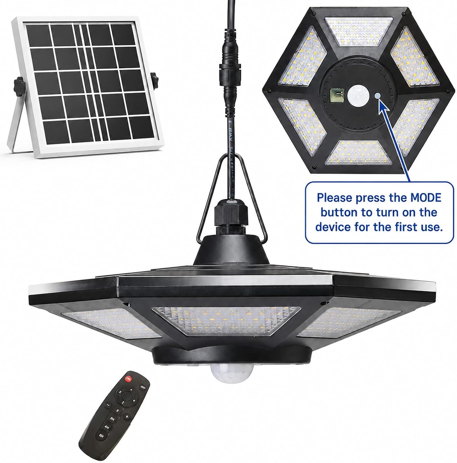Detalle 2 de ICOFRU SPT-S01 Solar Pendant Light, 5 Modes, Motion Sensor and Remote