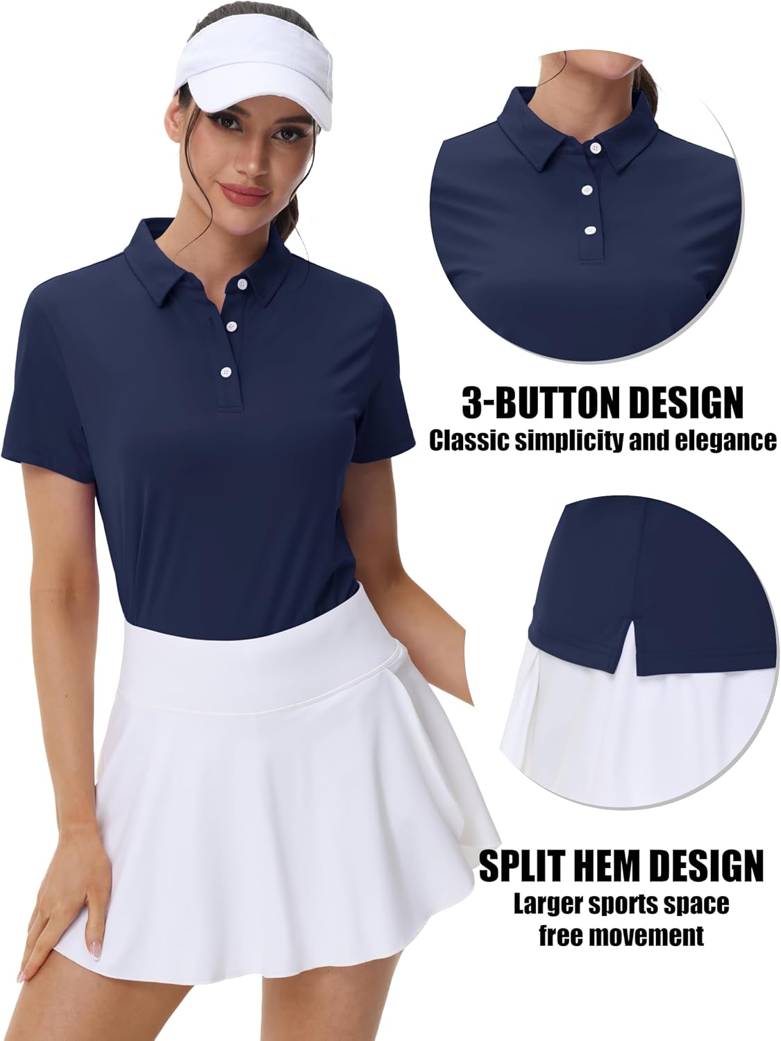 Detalle de MAGCOMSEN Women's Short Sleeve Polo Golf Shirt with UPF 50+ and Quick-Dry Comfort
