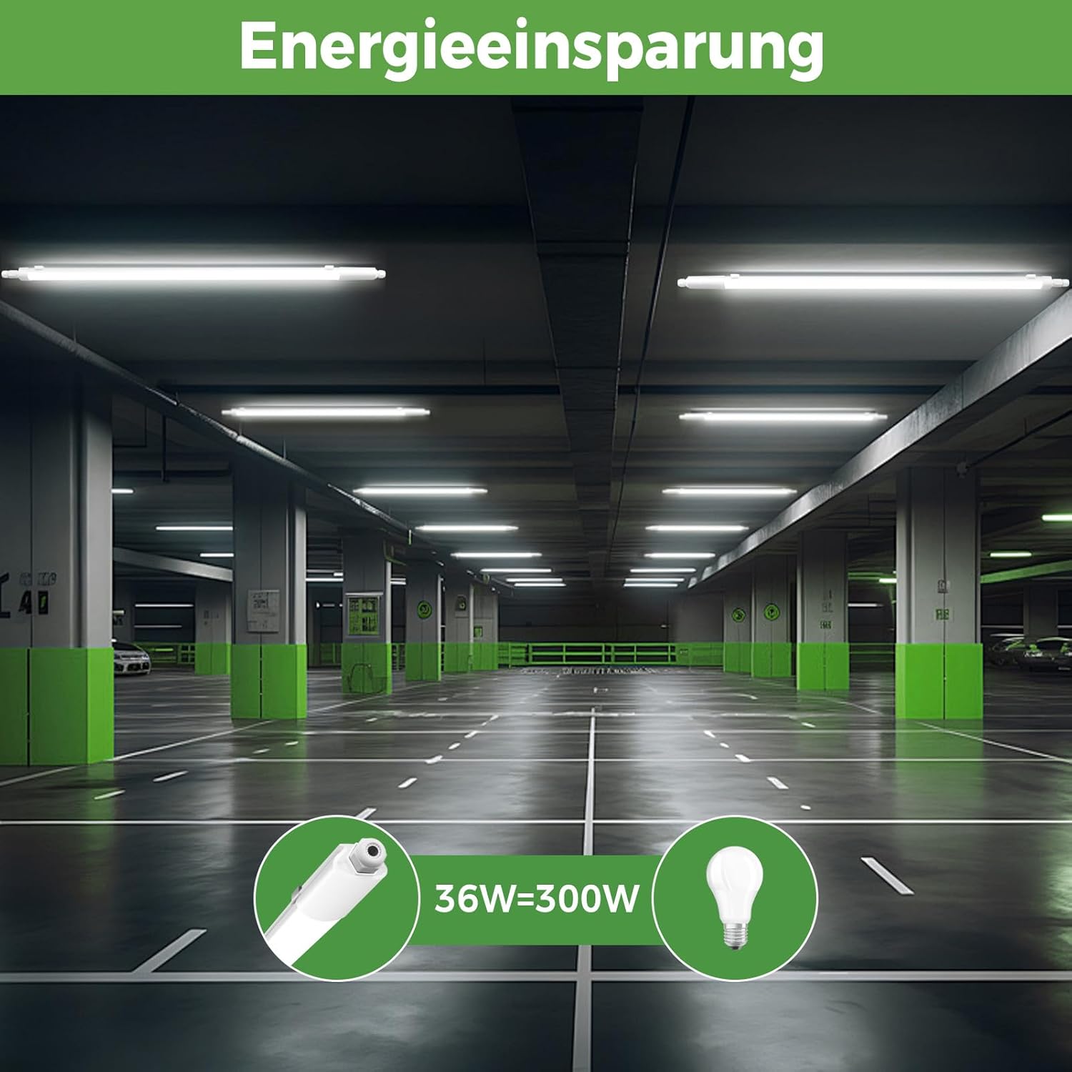 Thumbnail 6 de zemty Feuchtraumleuchte LED Röhre 120 cm – 36 W, IP65, 3 Farbtemperaturen (3000K/4000K/6500K)