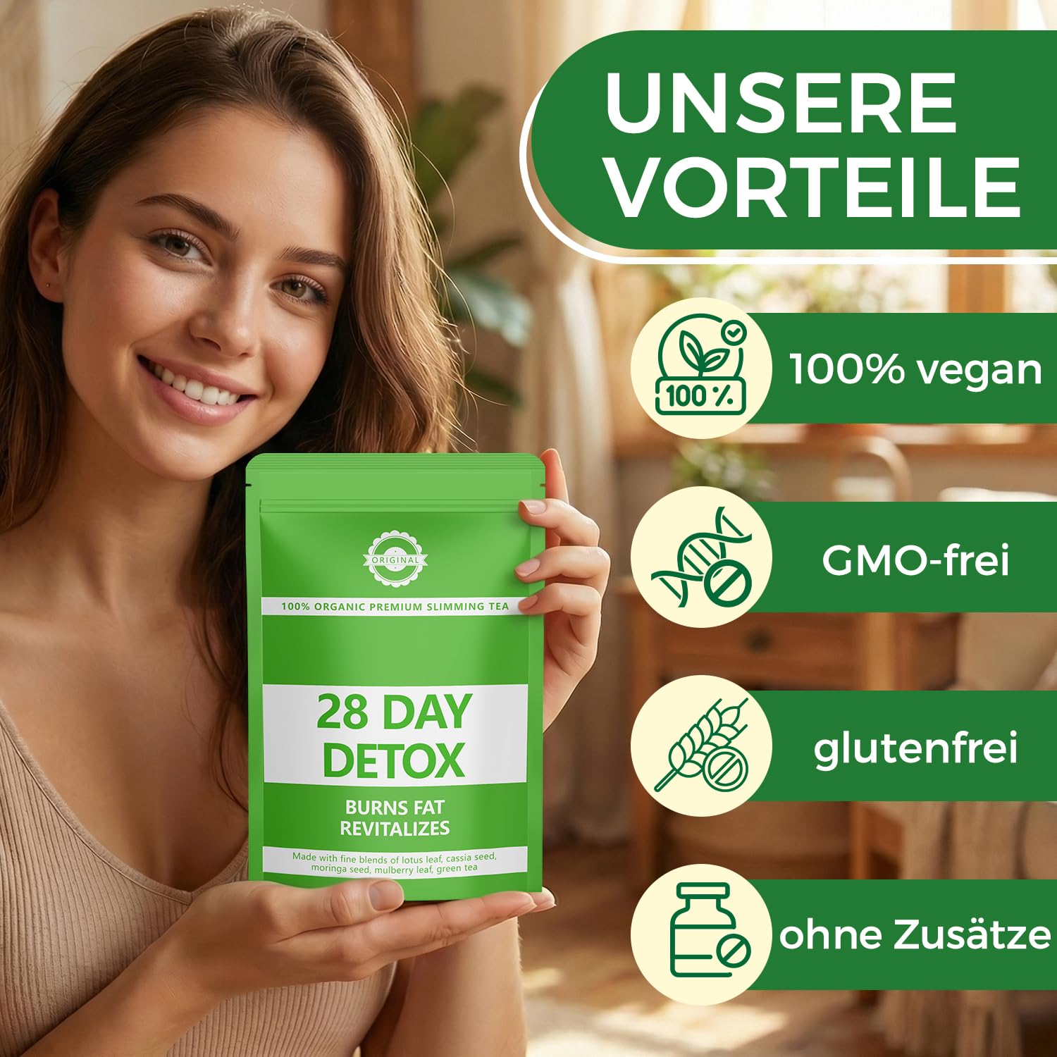 Thumbnail 6 de Detox Tee Zum Abnehmen – 28 Tage Kräutermischung mit Grüntee, Lotusblatt, Cassia & Moringa