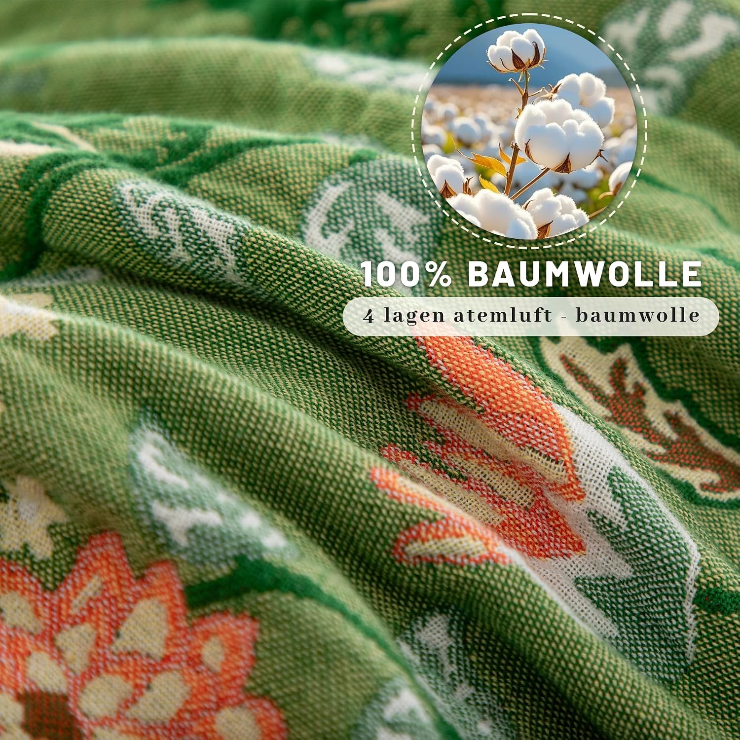 Detalle de Dormilin EU-HA-SZLST-LYXZ-200230 Cotton Muslin Bedspread, 200 x 230 cm