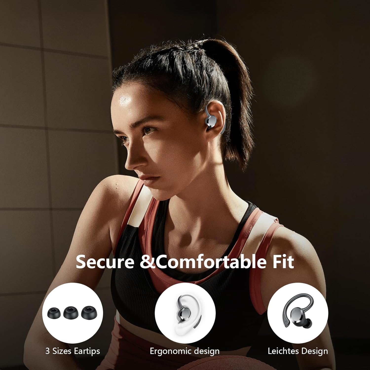 Thumbnail 6 de Bluetooth Kopfhörer Sport Q38: Kabellose, IPX7, 54 Stunden Wiedergabe, LED-Anzeige