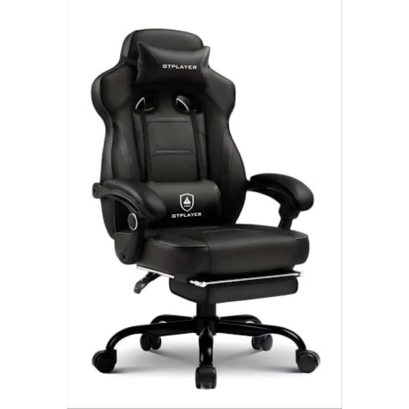 Detalle de Silla gaming GTPLAYER ergonómica para personas grandes con reposapiés y soporte lumbar