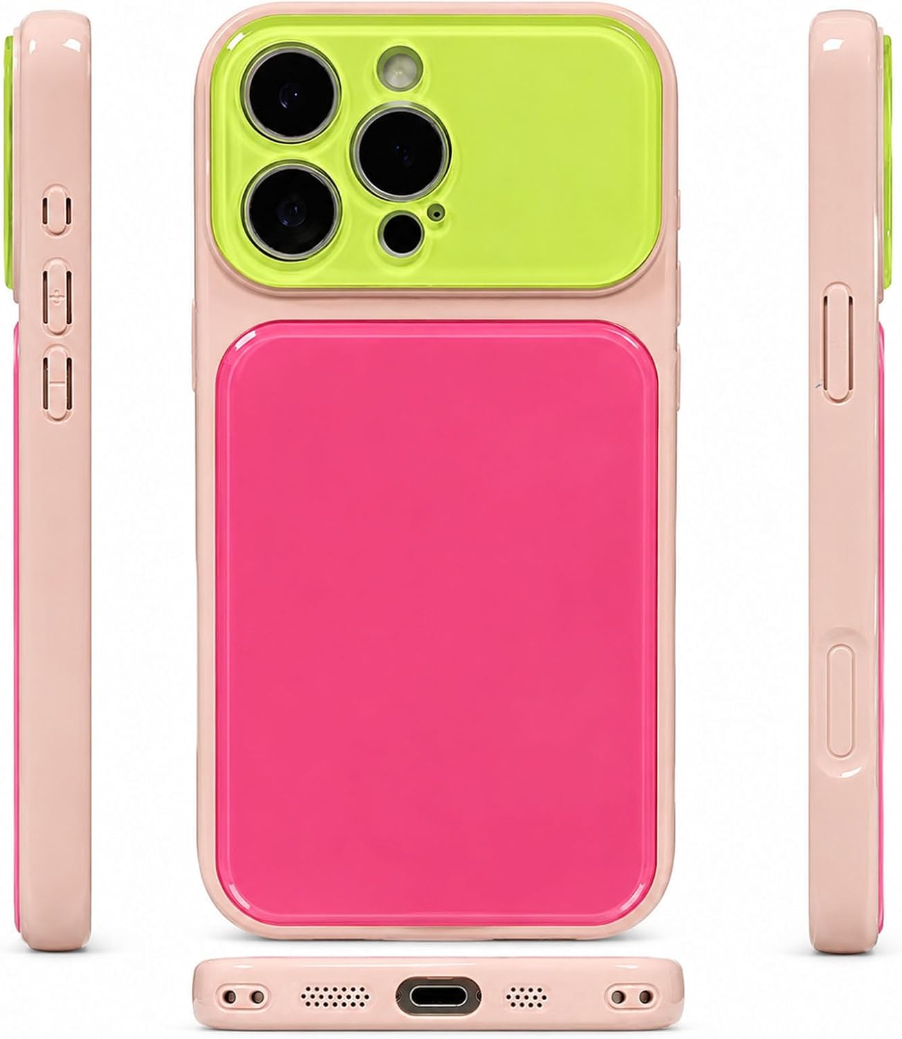 Detalle de EKELYVIA iPhone 16 Pro Case, Pink TPU with Contrast Color and Raised Bezels