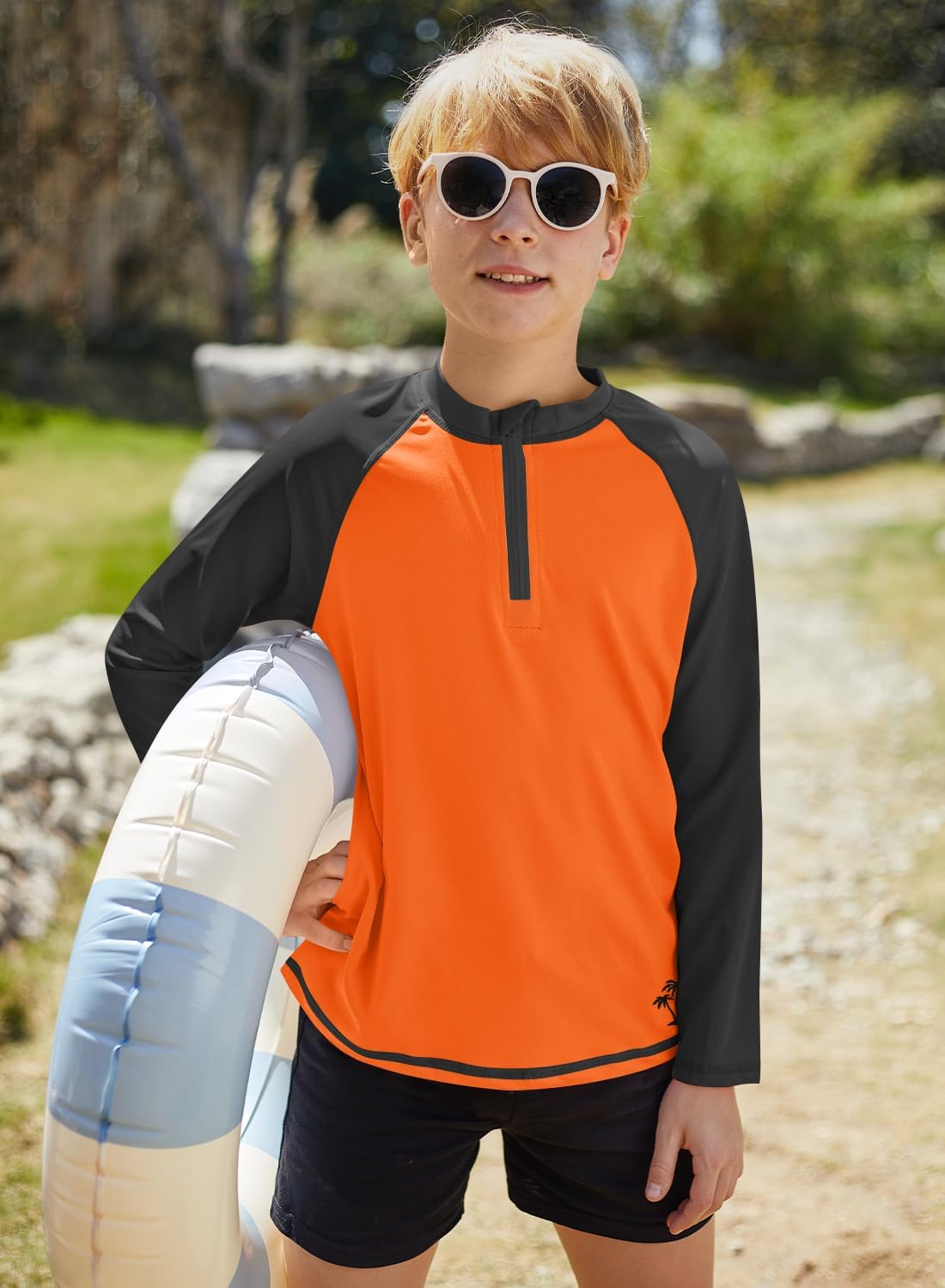 Detalle de BesserBay Jungen UV Shirt 1/4 Zip Langarm Stehkragen UPF 50+ Rash Guard 110–150