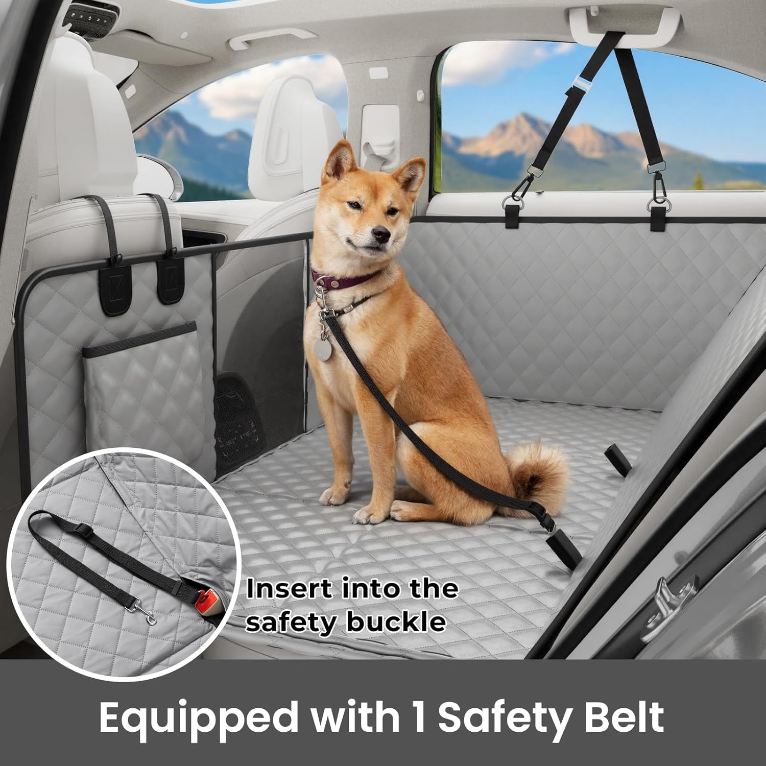 Thumbnail 6 de Pecute housse voiture pour chien avec rallonge de siège 133 × 62 cm — protection imperméable et pliable