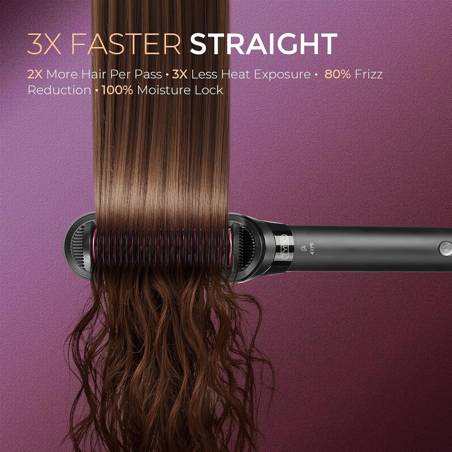 Detalle 2 de TYMO Hair Straightener Brush 2-in-1, 200M ions 🎀