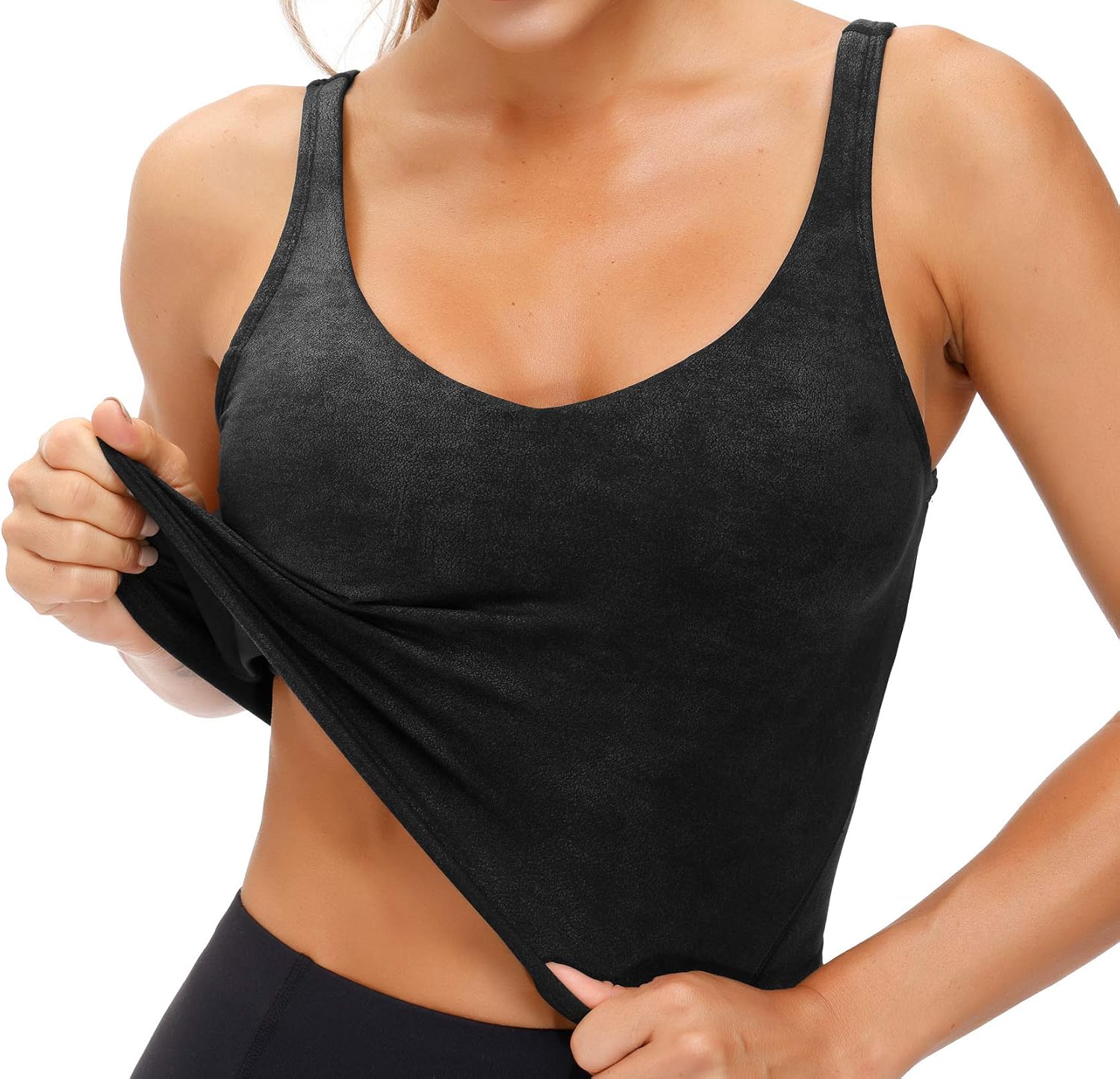 Detalle de THE GYM PEOPLE Wireless Longline Sports Bra for Women with Removable Pads and Medium Support
